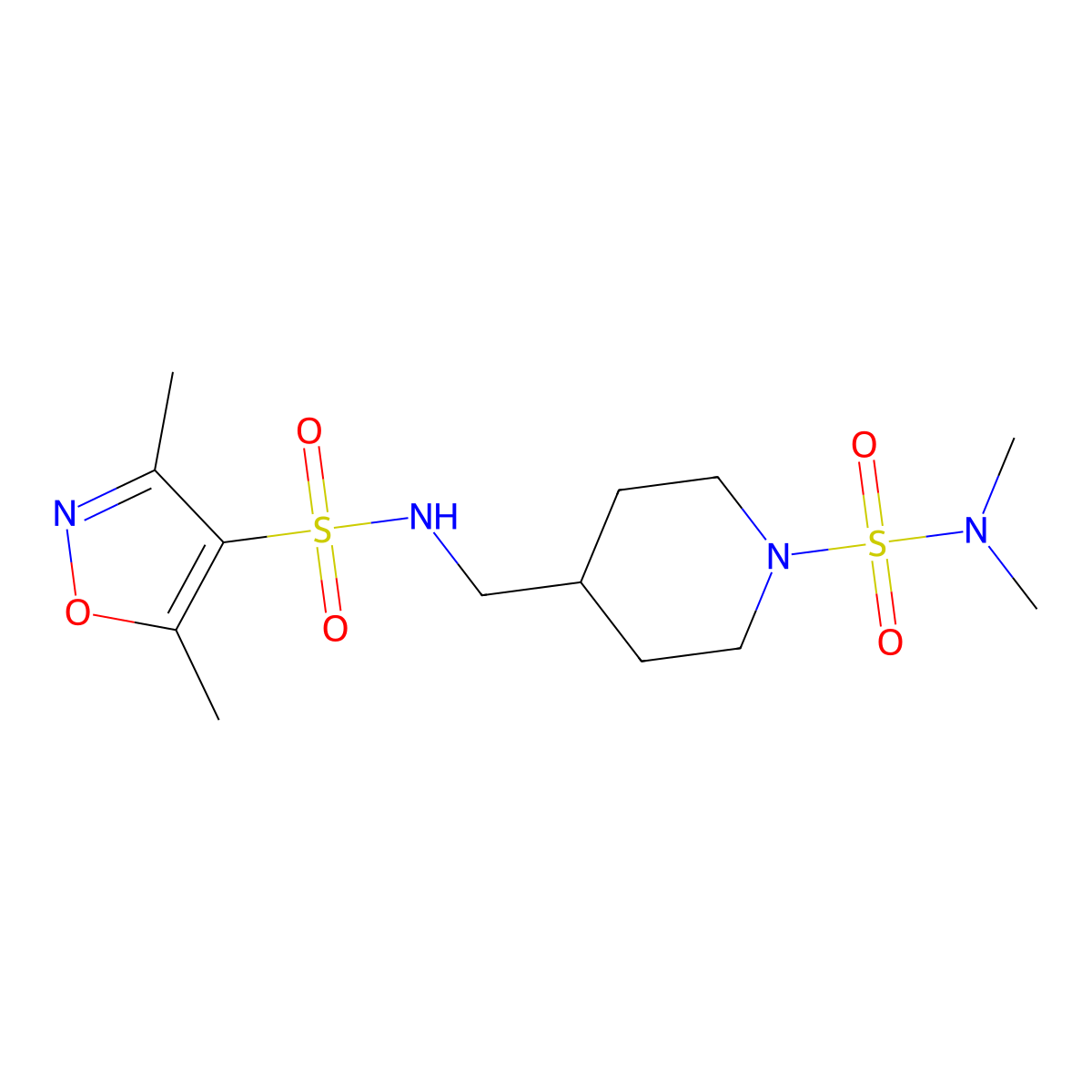 N-((1-(N,N-dimethylsulfamoyl)piperidin-4-yl)methyl)-3,5-dimethylisoxazole-4-sulfonamide molecular structure, CAS 2034422-32-5