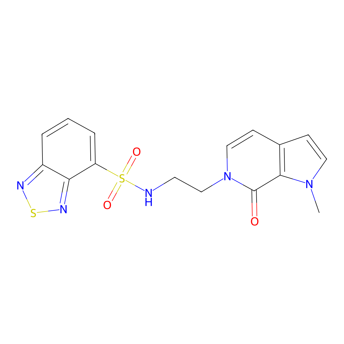 N-(2-(1-methyl-7-oxo-1H-pyrrolo[2,3-c]pyridin-6(7H)-yl)ethyl)benzo[c][1,2,5]thiadiazole-4-sulfonamide molecular structure, CAS 2034422-39-2