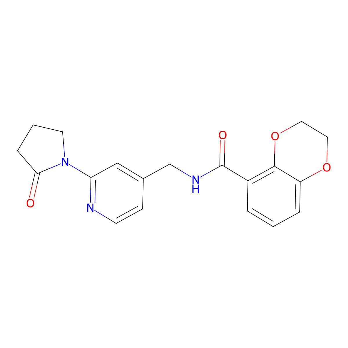 N-((2-(2-oxopyrrolidin-1-yl)pyridin-4-yl)methyl)-2,3-dihydrobenzo[b][1,4]dioxine-5-carboxamide molecular structure, CAS 2034422-40-5