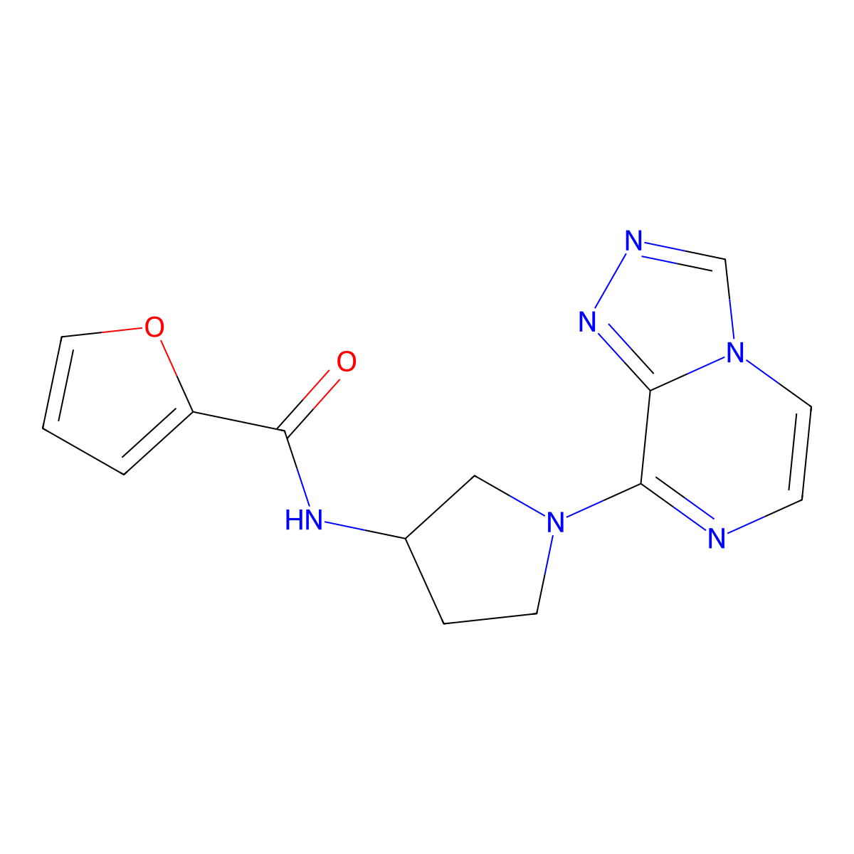 N-(1-([1,2,4]triazolo[4,3-a]pyrazin-8-yl)pyrrolidin-3-yl)furan-2-carboxamide molecular structure, CAS 2034422-43-8