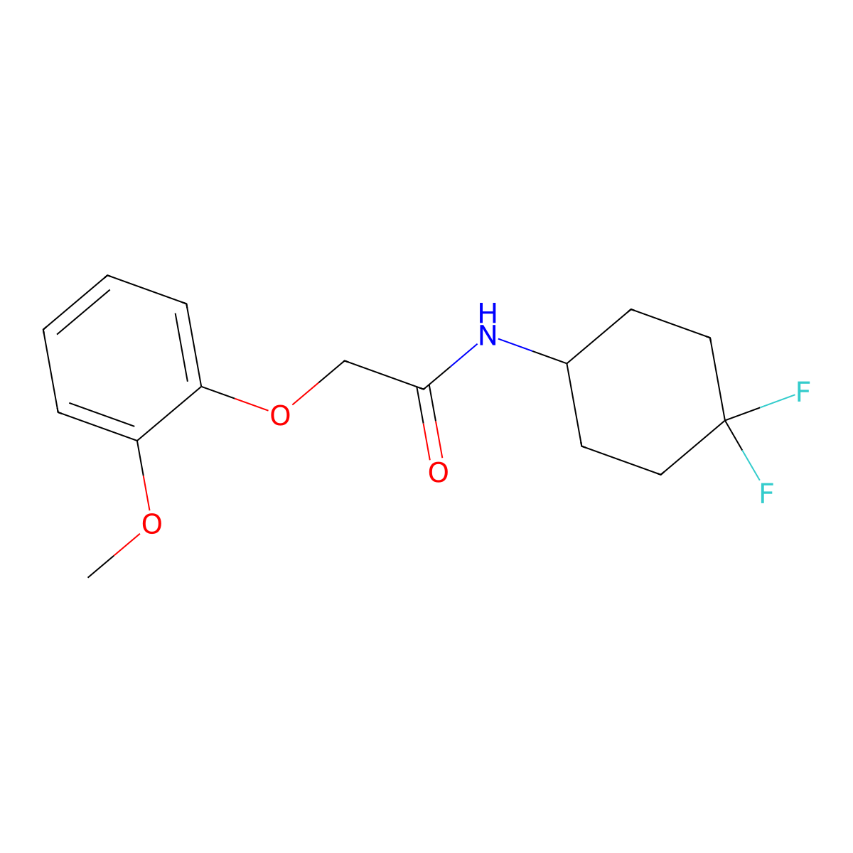 N-(4,4-difluorocyclohexyl)-2-(2-methoxyphenoxy)acetamide molecular structure, CAS 2034422-45-0