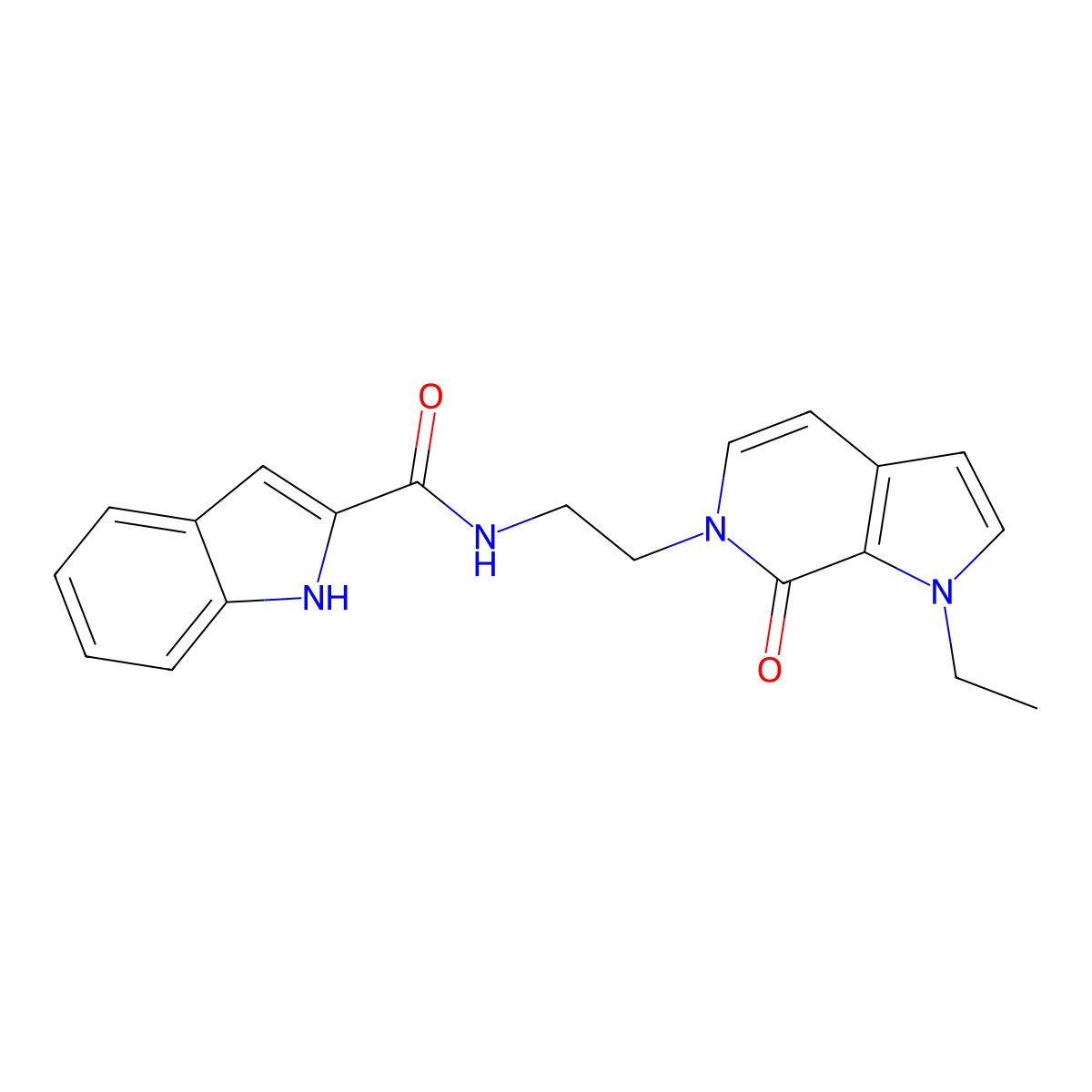 N-(2-(1-ethyl-7-oxo-1H-pyrrolo[2,3-c]pyridin-6(7H)-yl)ethyl)-1H-indole-2-carboxamide molecular structure, CAS 2034422-47-2