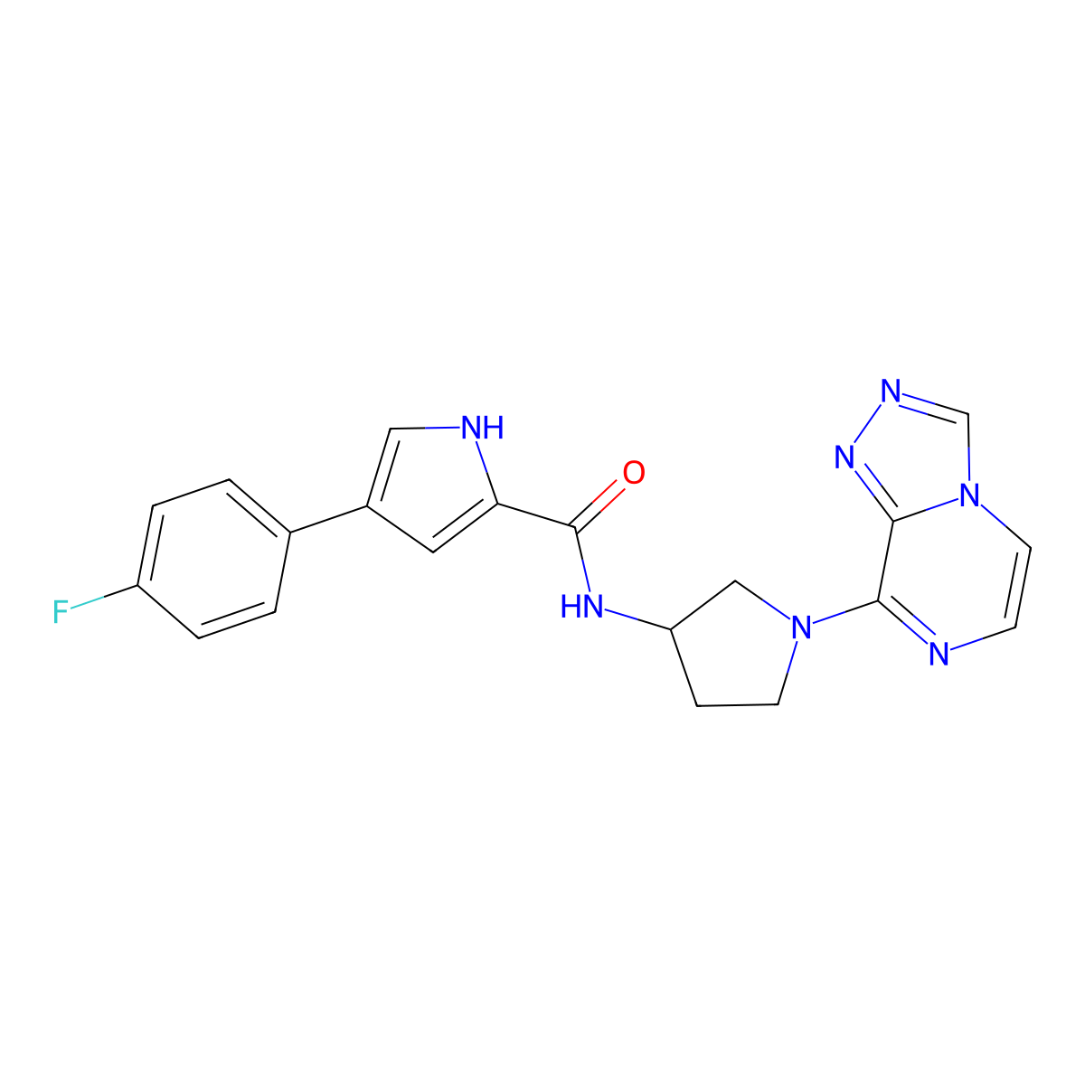 N-(1-([1,2,4]triazolo[4,3-a]pyrazin-8-yl)pyrrolidin-3-yl)-4-(4-fluorophenyl)-1H-pyrrole-2-carboxamide molecular structure, CAS 2034422-48-3