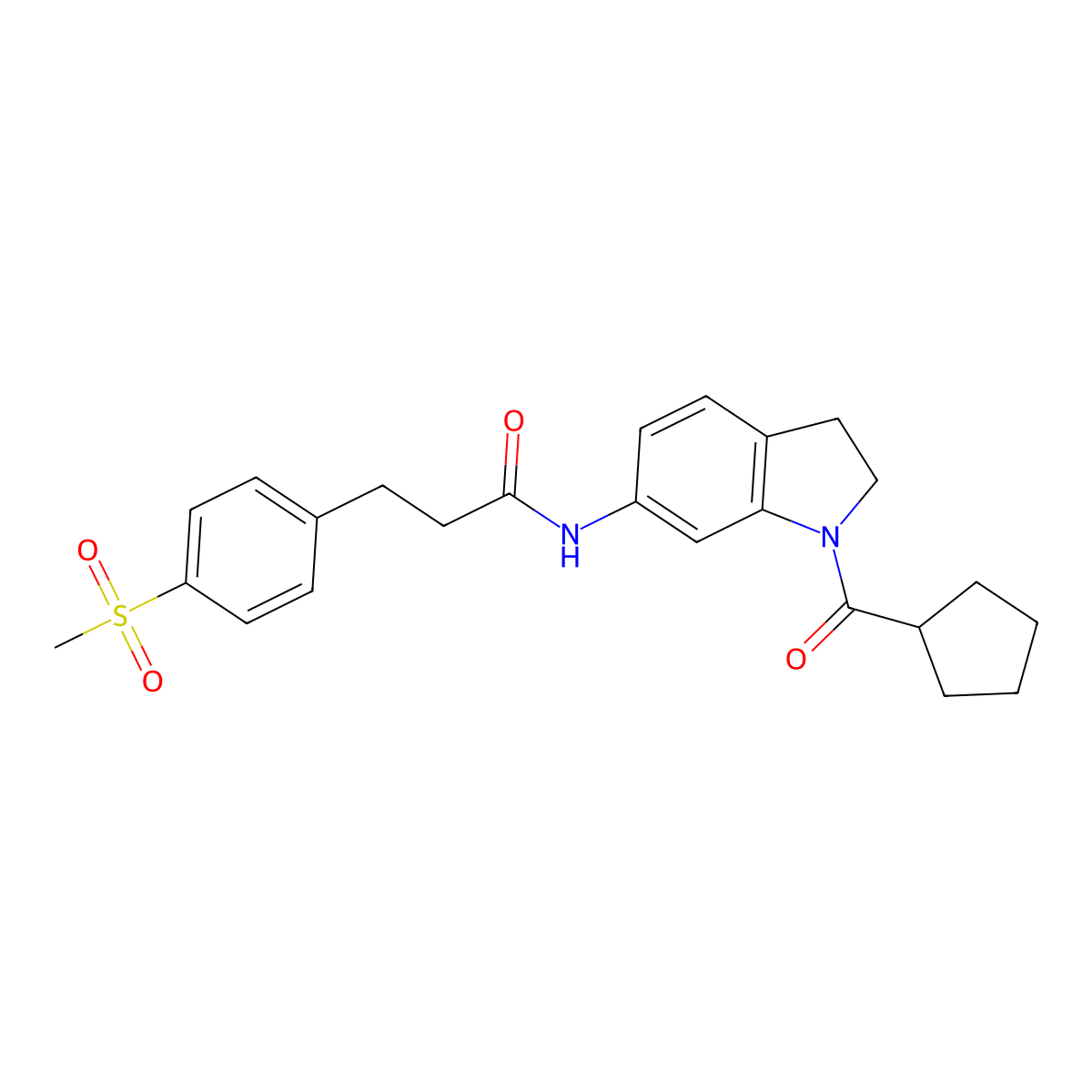 N-(1-(cyclopentanecarbonyl)indolin-6-yl)-3-(4-(methylsulfonyl)phenyl)propanamide molecular structure, CAS 2034422-49-4