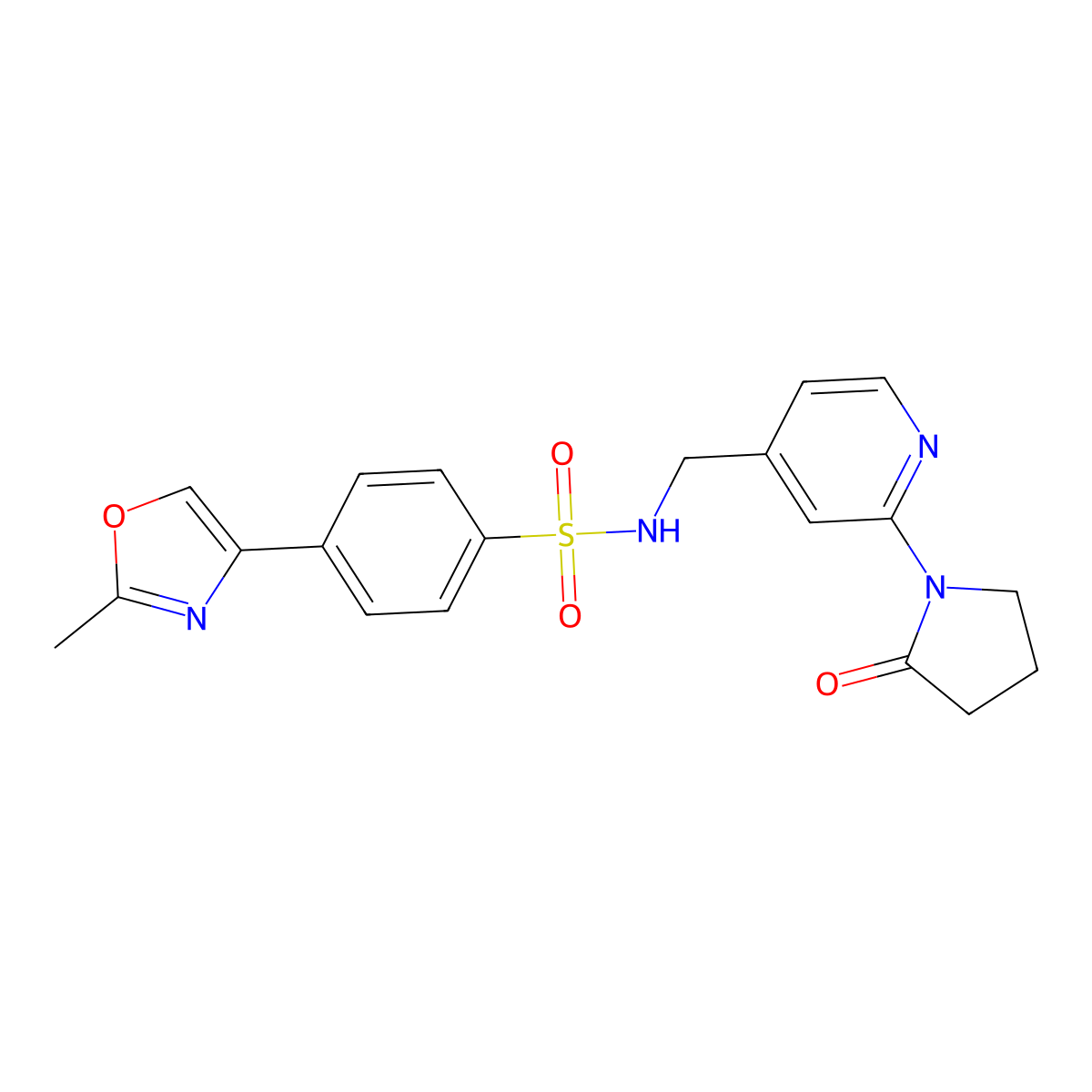 4-(2-methyloxazol-4-yl)-N-((2-(2-oxopyrrolidin-1-yl)pyridin-4-yl)methyl)benzenesulfonamide molecular structure, CAS 2034422-50-7