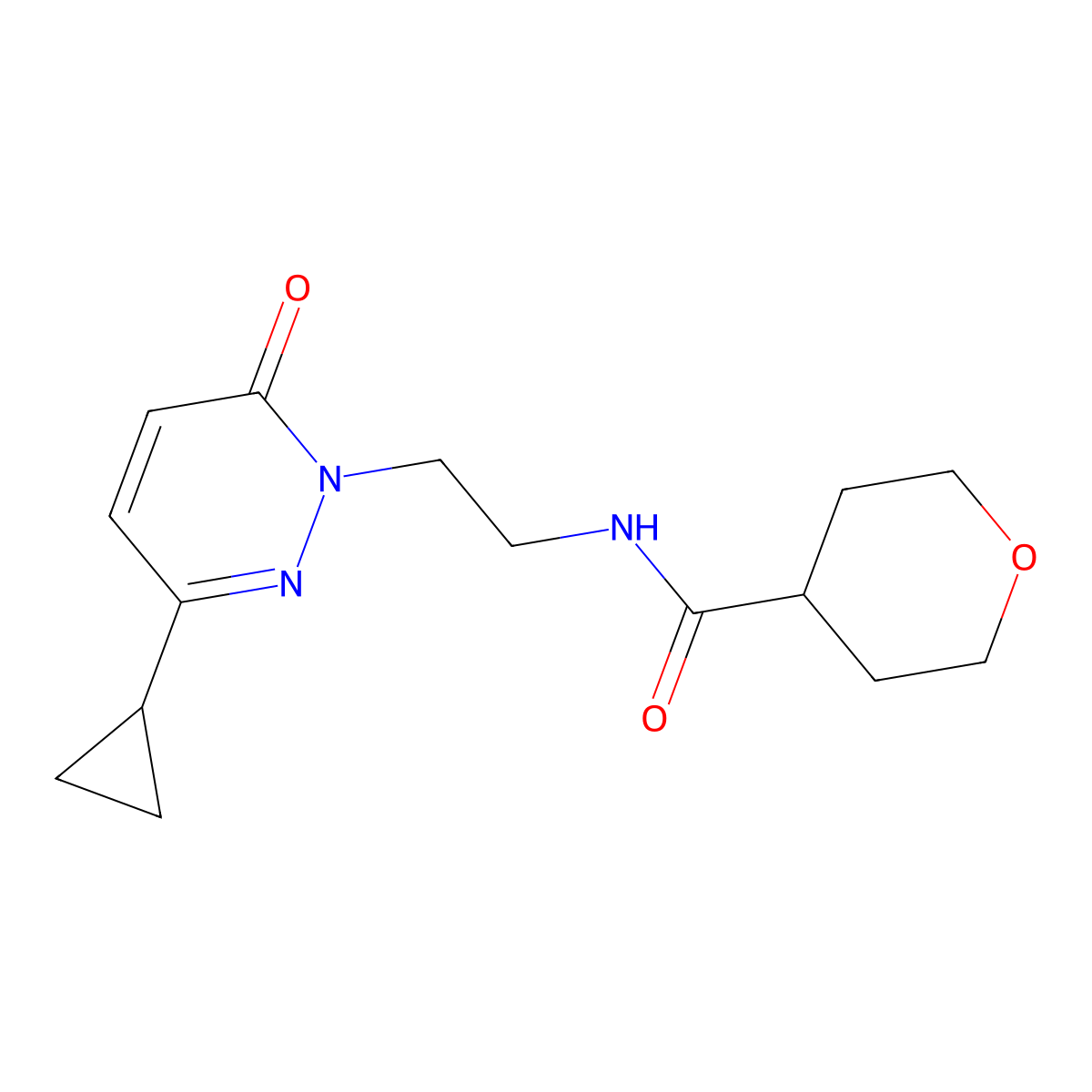 N-(2-(3-cyclopropyl-6-oxopyridazin-1(6H)-yl)ethyl)tetrahydro-2H-pyran-4-carboxamide molecular structure, CAS 2034422-58-5
