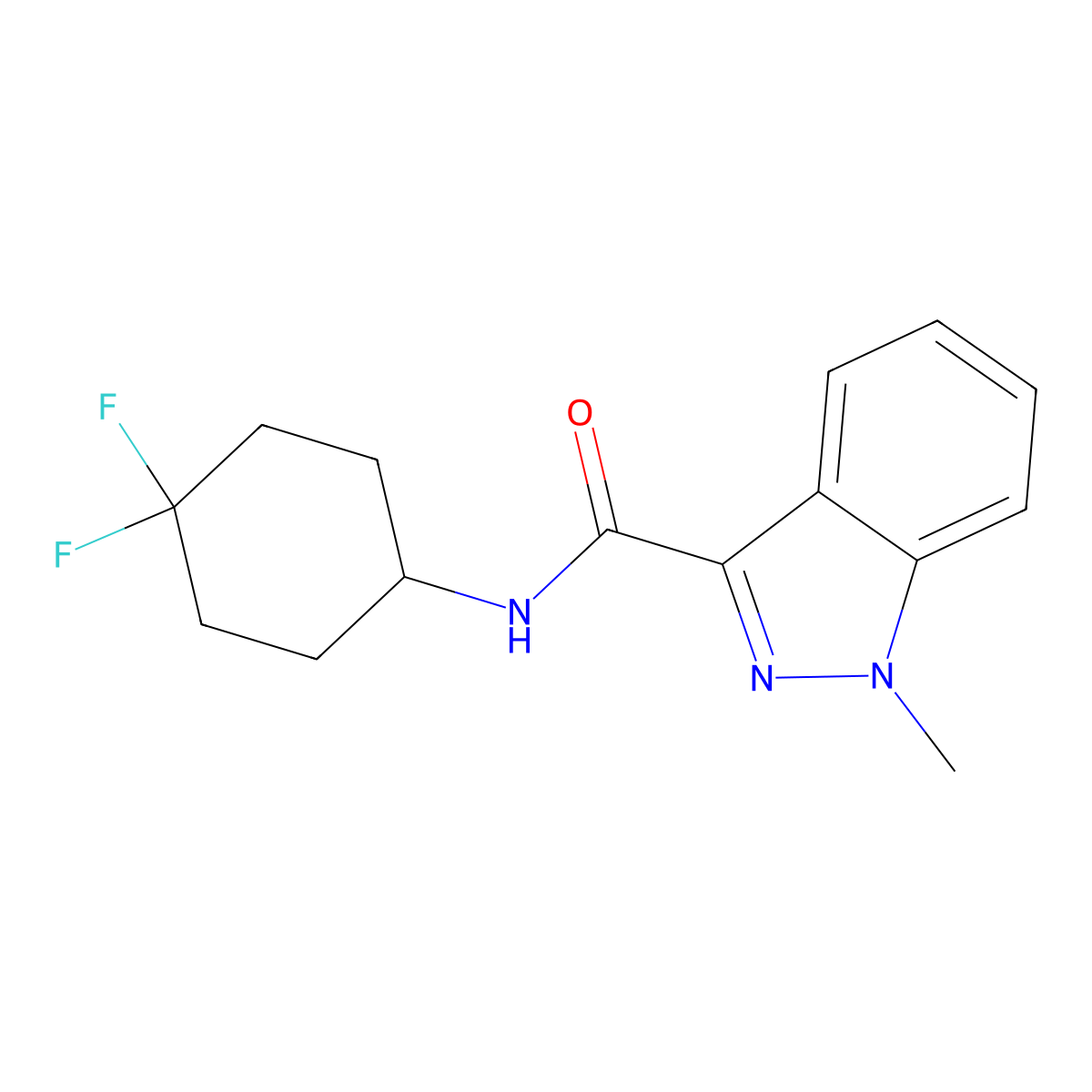 N-(4,4-difluorocyclohexyl)-1-methyl-1H-indazole-3-carboxamide molecular structure, CAS 2034422-60-9