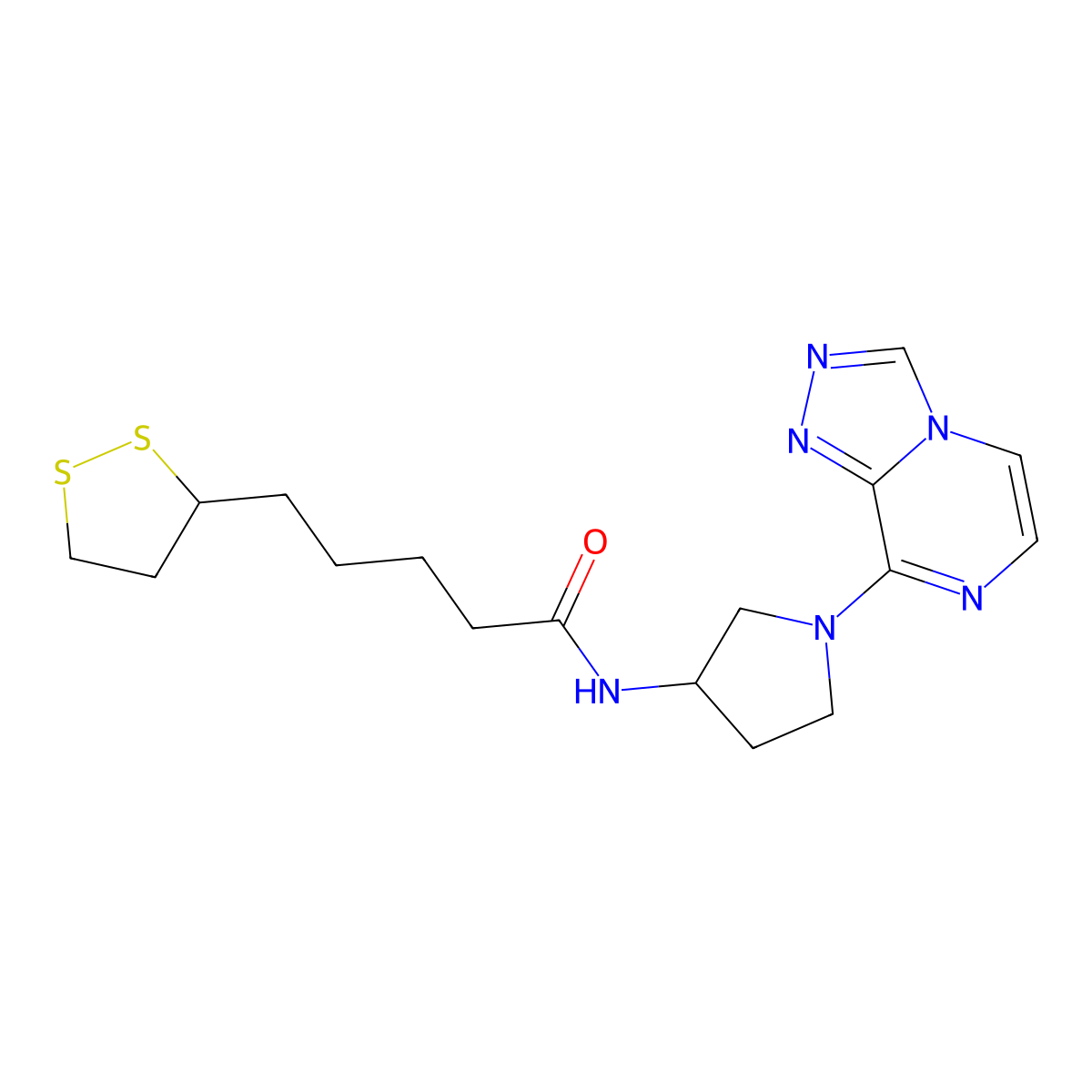 5-(1,2-dithiolan-3-yl)-N-(1-{[1,2,4]triazolo[4,3-a]pyrazin-8-yl}pyrrolidin-3-yl)pentanamide molecular structure, CAS 2034422-61-0