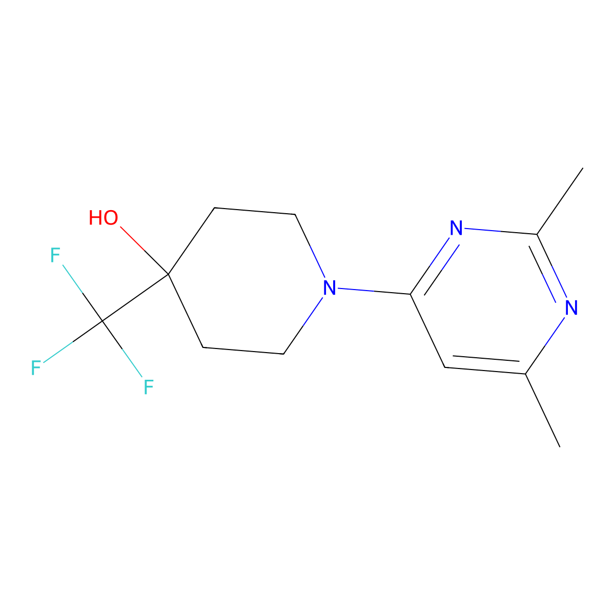 1-(2,6-Dimethylpyrimidin-4-yl)-4-(trifluoromethyl)piperidin-4-ol molecular structure, CAS 2034422-62-1