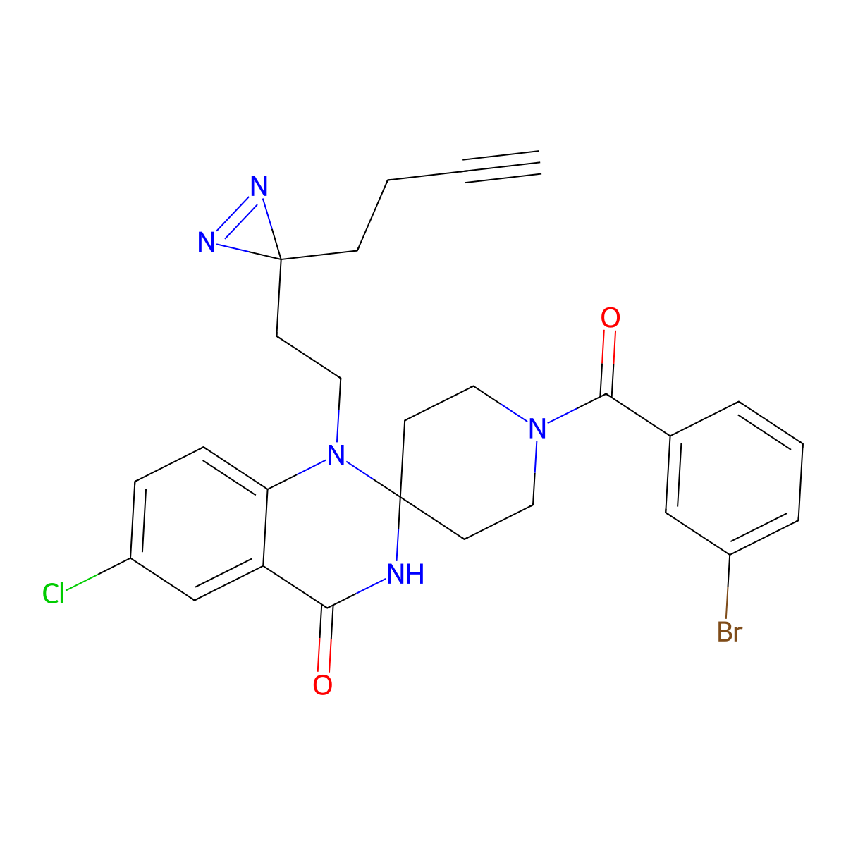 1-(3-bromobenzoyl)-1'-(2-(3-(but-3-yn-1-yl)-3H-diazirin-3-yl)ethyl)-6'-chloro-1'H-spiro[piperidine-4,2'-quinazolin]-4'(3'H)-one molecular structure, CAS 2034422-67-6