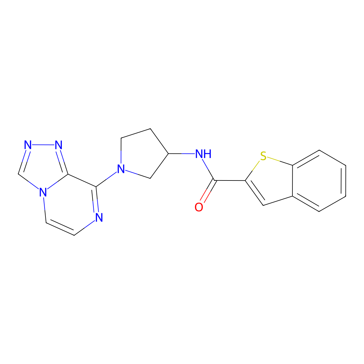 N-(1-([1,2,4]triazolo[4,3-a]pyrazin-8-yl)pyrrolidin-3-yl)benzo[b]thiophene-2-carboxamide molecular structure, CAS 2034422-70-1