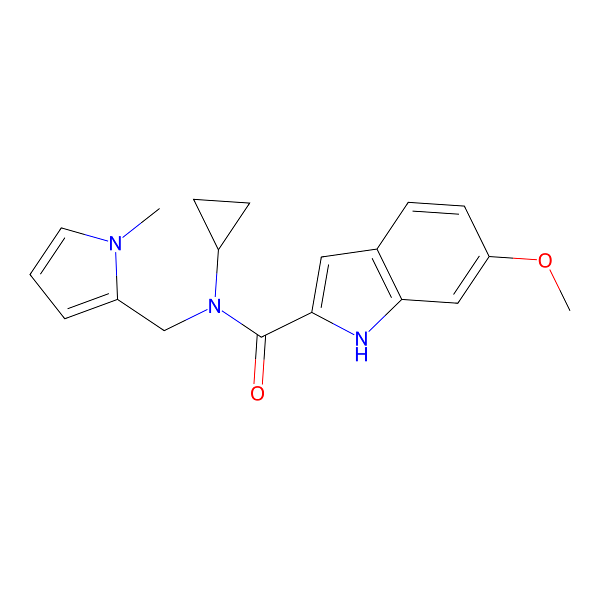 N-cyclopropyl-6-methoxy-N-[(1-methyl-1H-pyrrol-2-yl)methyl]-1H-indole-2-carboxamide molecular structure, CAS 2034422-74-5