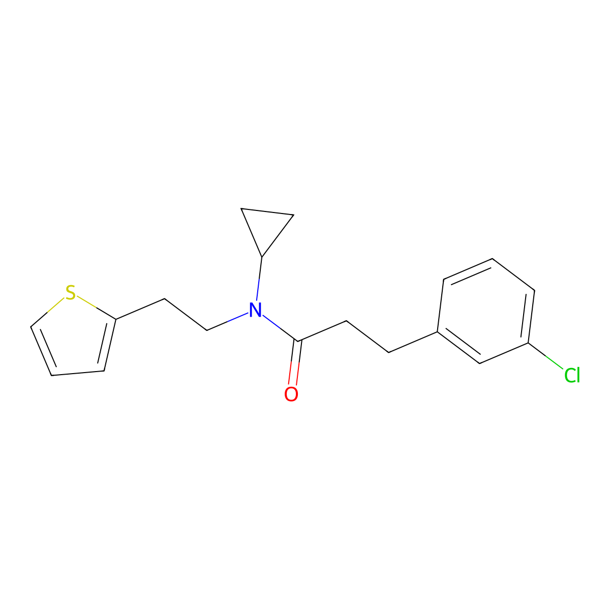 3-(3-chlorophenyl)-N-cyclopropyl-N-[2-(thiophen-2-yl)ethyl]propanamide molecular structure, CAS 2034422-87-0