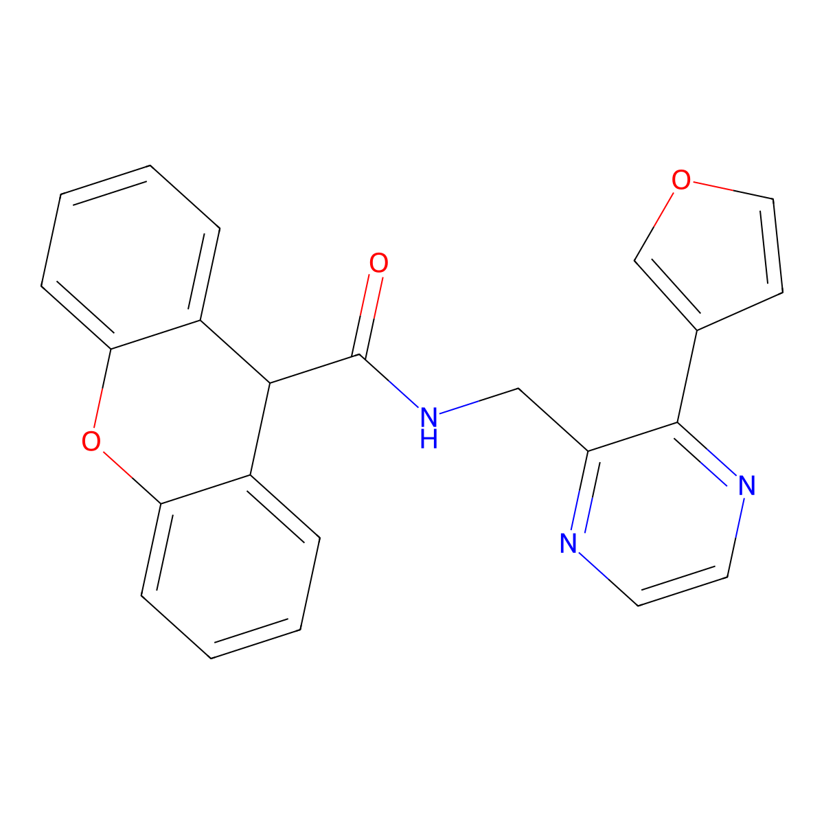 N-{[3-(furan-3-yl)pyrazin-2-yl]methyl}-9H-xanthene-9-carboxamide molecular structure, CAS 2034422-97-2