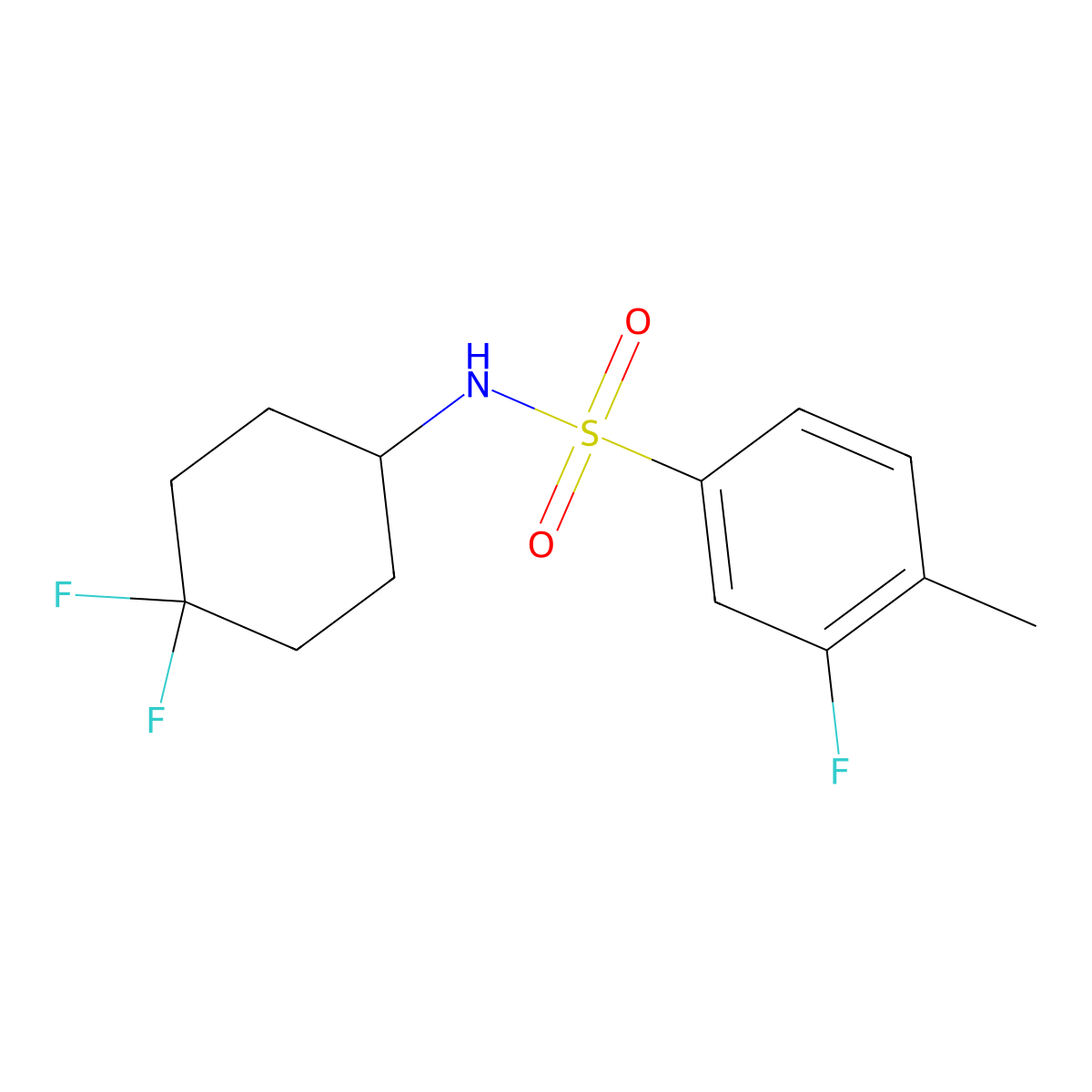 N-(4,4-difluorocyclohexyl)-3-fluoro-4-methylbenzenesulfonamide molecular structure, CAS 2034422-99-4