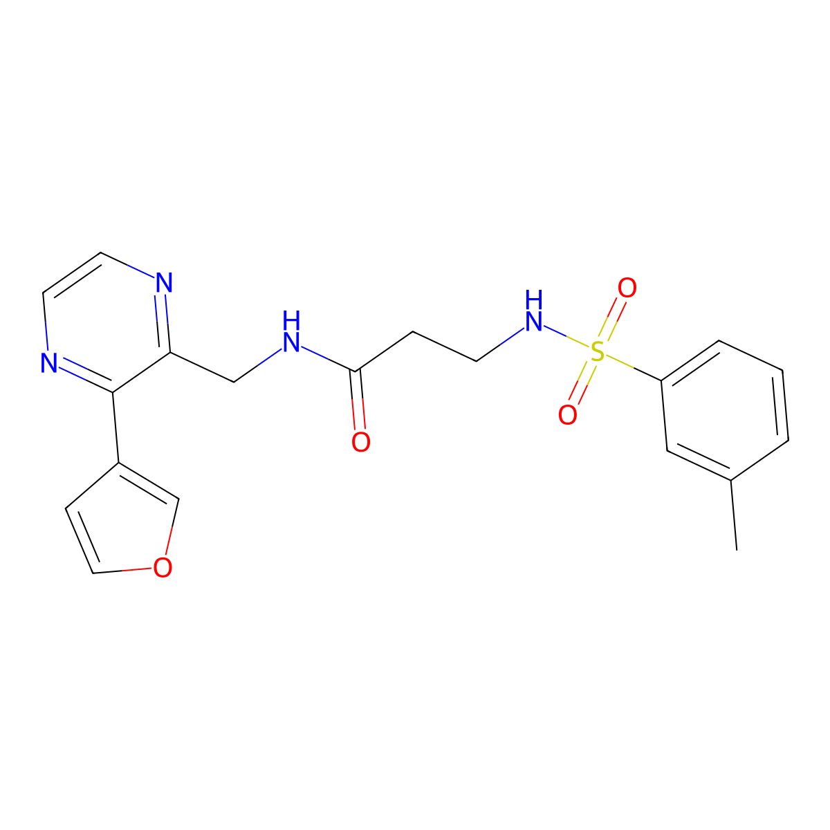 N-{[3-(furan-3-yl)pyrazin-2-yl]methyl}-3-(3-methylbenzenesulfonamido)propanamide molecular structure, CAS 2034423-10-2