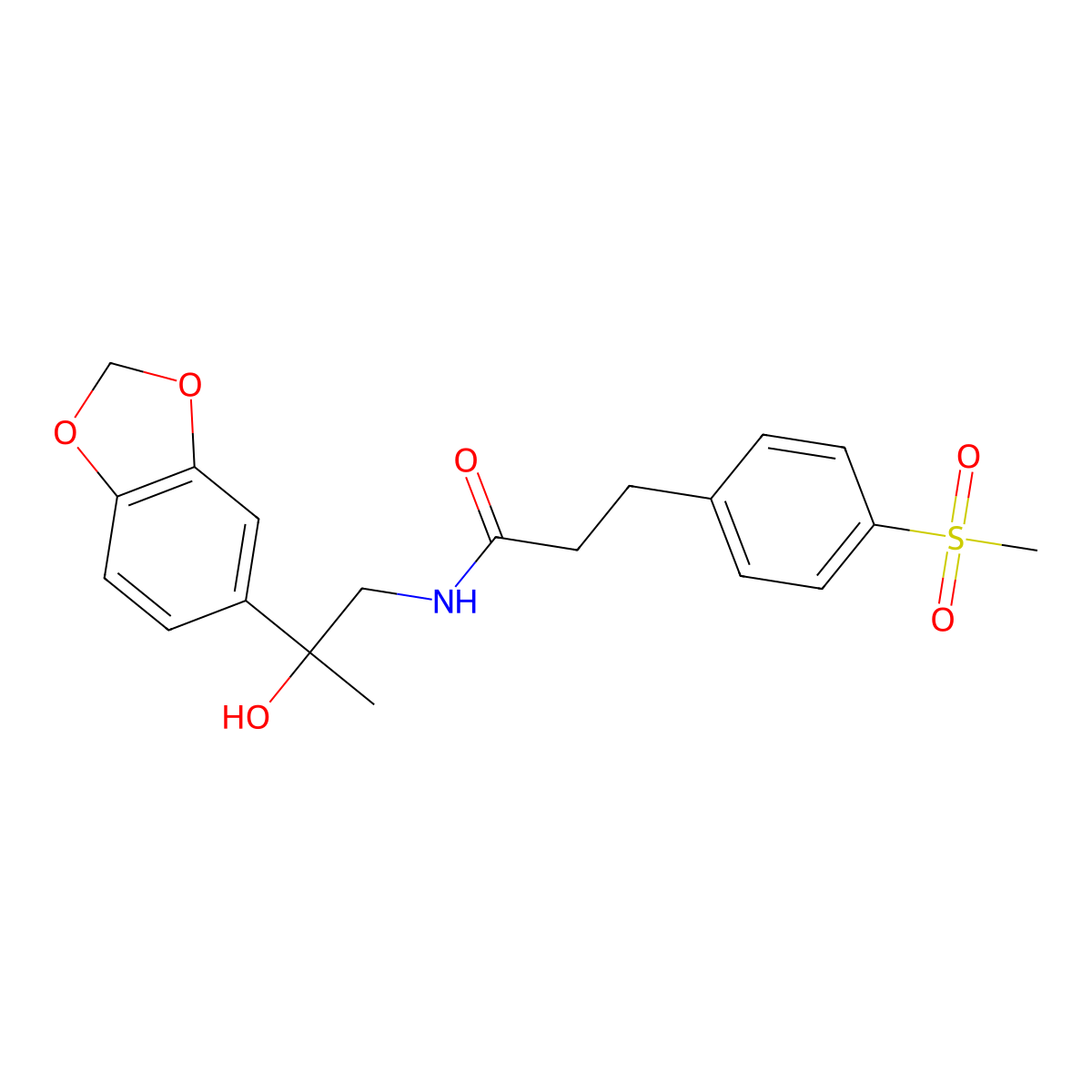 N-(2-(benzo[d][1,3]dioxol-5-yl)-2-hydroxypropyl)-3-(4-(methylsulfonyl)phenyl)propanamide molecular structure, CAS 2034423-13-5