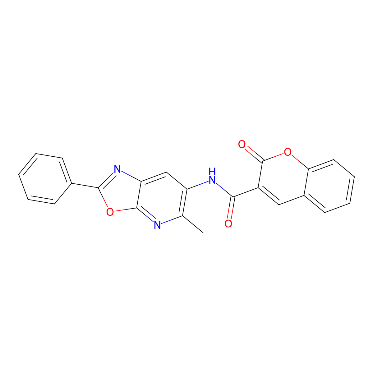 N-(5-methyl-2-phenyloxazolo[5,4-b]pyridin-6-yl)-2-oxo-2H-chromene-3-carboxamide molecular structure, CAS 2034423-15-7