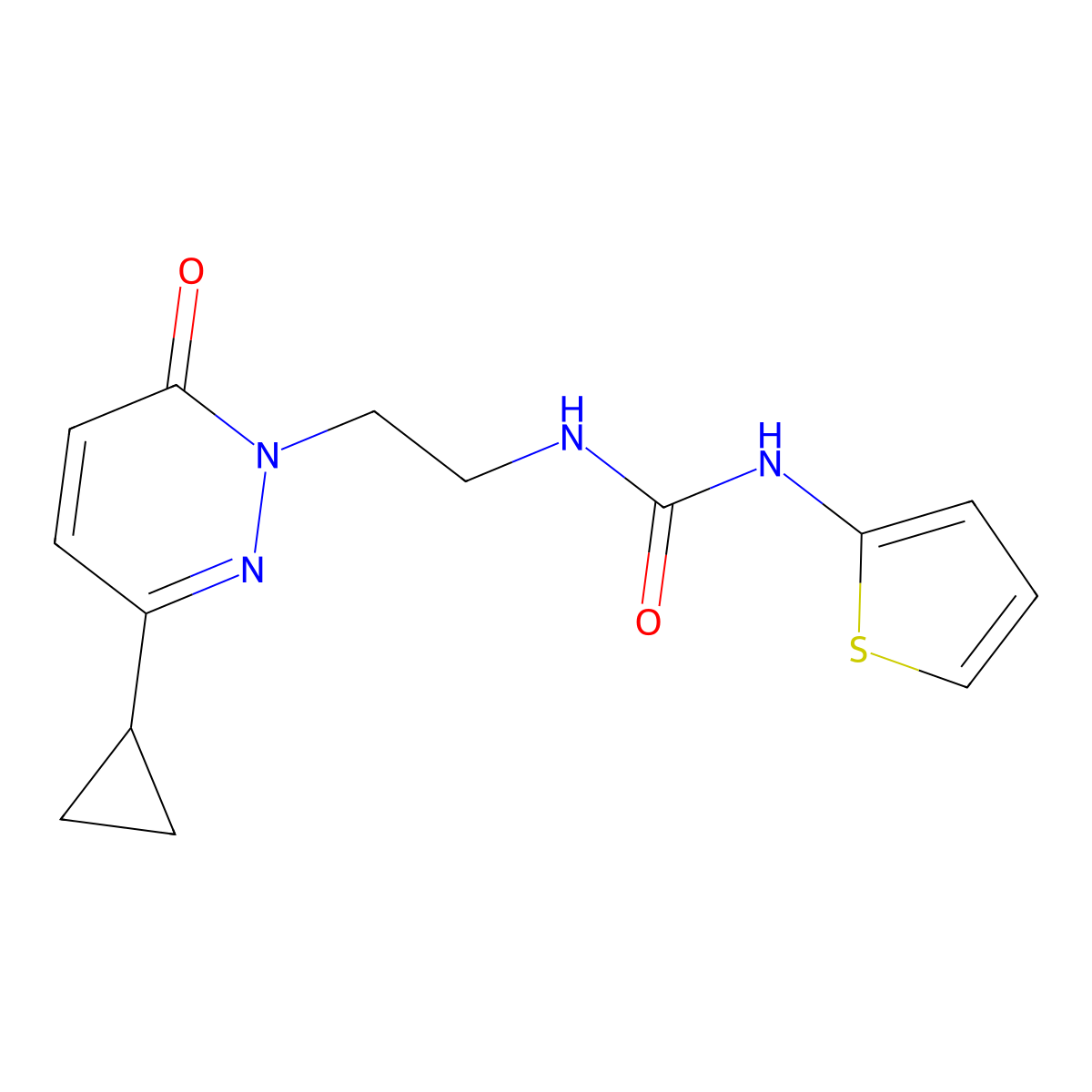 1-(2-(3-cyclopropyl-6-oxopyridazin-1(6H)-yl)ethyl)-3-(thiophen-2-yl)urea molecular structure, CAS 2034423-16-8