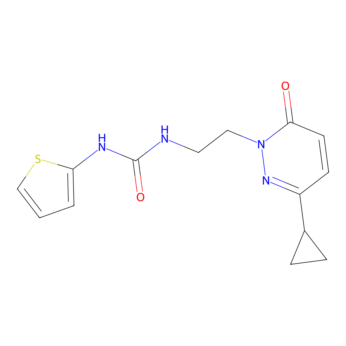 1-(2-(3-cyclopropyl-6-oxopyridazin-1(6H)-yl)ethyl)-3-(thiophen-2-yl)urea molecular structure, CAS 2034423-16-8