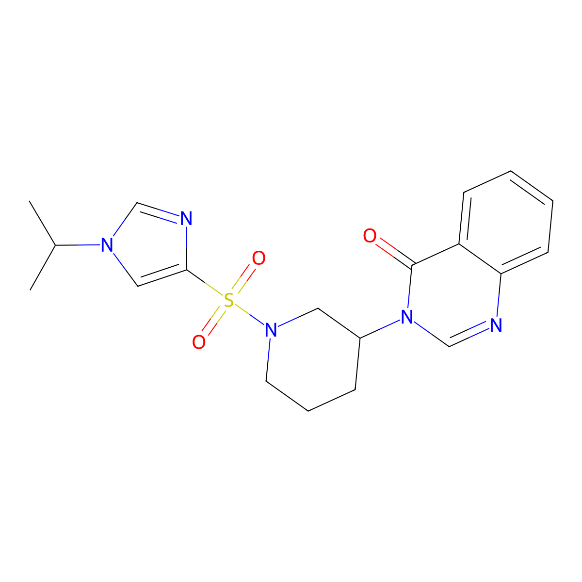 3-(1-((1-isopropyl-1H-imidazol-4-yl)sulfonyl)piperidin-3-yl)quinazolin-4(3H)-one molecular structure, CAS 2034423-18-0