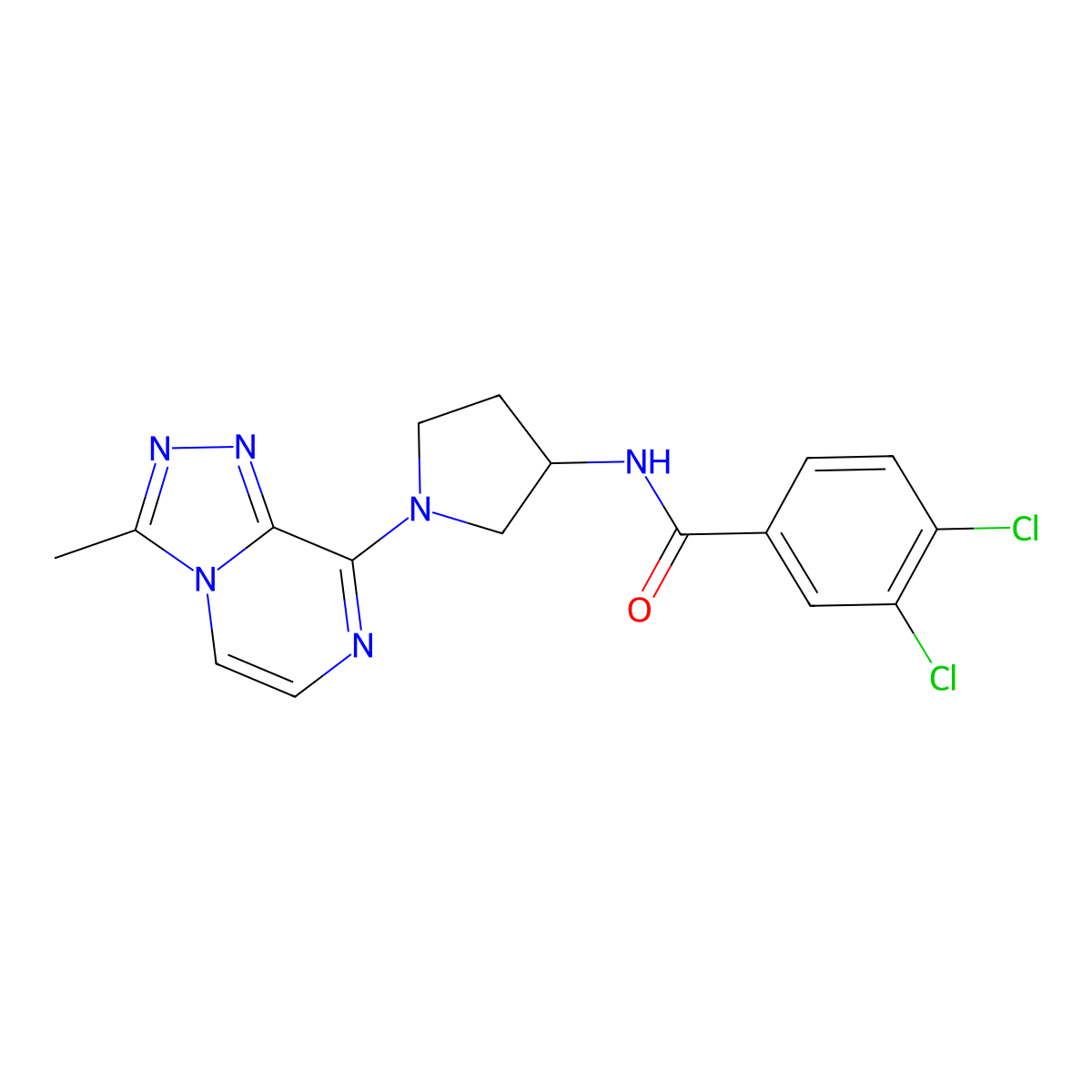 3,4-dichloro-N-(1-(3-methyl-[1,2,4]triazolo[4,3-a]pyrazin-8-yl)pyrrolidin-3-yl)benzamide molecular structure, CAS 2034423-20-4