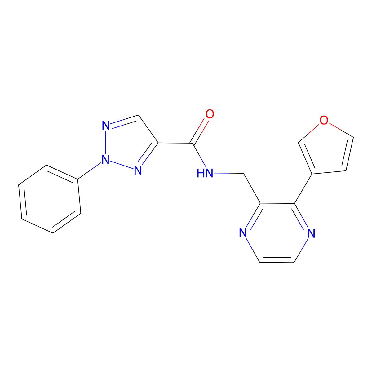 N-{[3-(furan-3-yl)pyrazin-2-yl]methyl}-2-phenyl-2H-1,2,3-triazole-4-carboxamide molecular structure, CAS 2034423-24-8