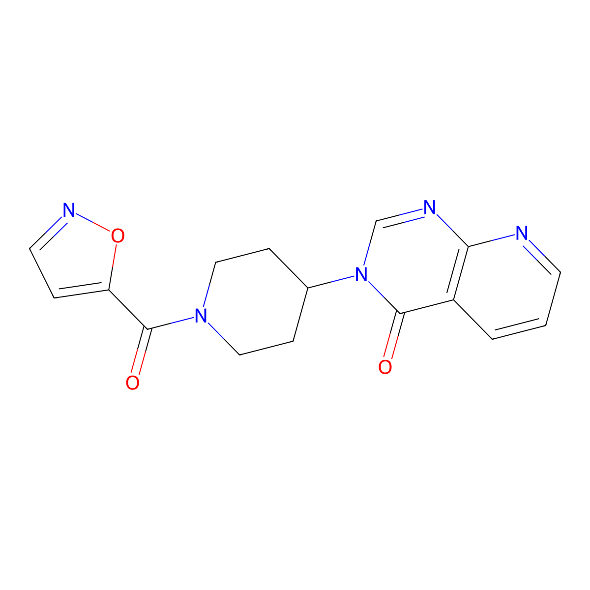 3-(1-(isoxazole-5-carbonyl)piperidin-4-yl)pyrido[2,3-d]pyrimidin-4(3H)-one molecular structure, CAS 2034423-27-1