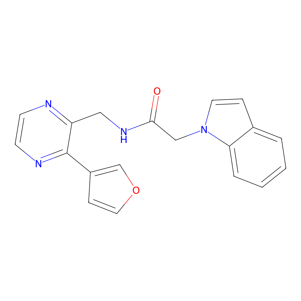 N-((3-(furan-3-yl)pyrazin-2-yl)methyl)-2-(1H-indol-1-yl)acetamide molecular structure, CAS 2034423-37-3