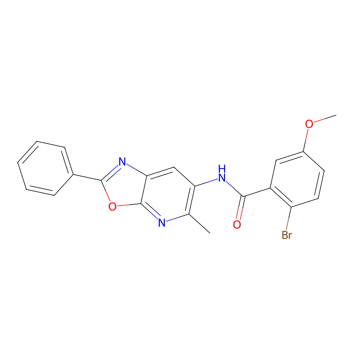 2-bromo-5-methoxy-N-(5-methyl-2-phenyloxazolo[5,4-b]pyridin-6-yl)benzamide molecular structure, CAS 2034423-38-4