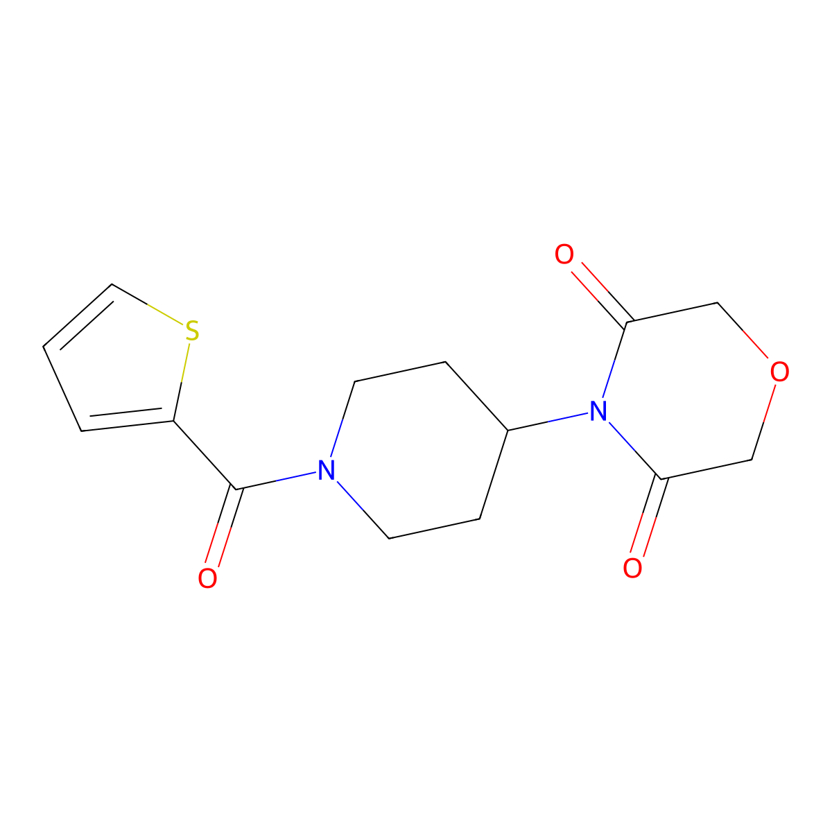 4-[1-(Thiophene-2-carbonyl)piperidin-4-yl]morpholine-3,5-dione molecular structure, CAS 2034423-40-8