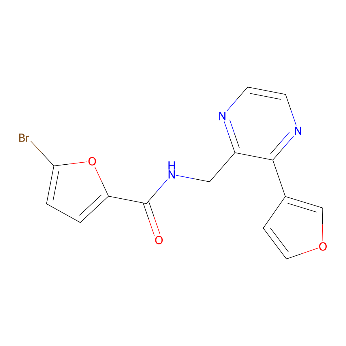 5-bromo-N-((3-(furan-3-yl)pyrazin-2-yl)methyl)furan-2-carboxamide molecular structure, CAS 2034423-45-3