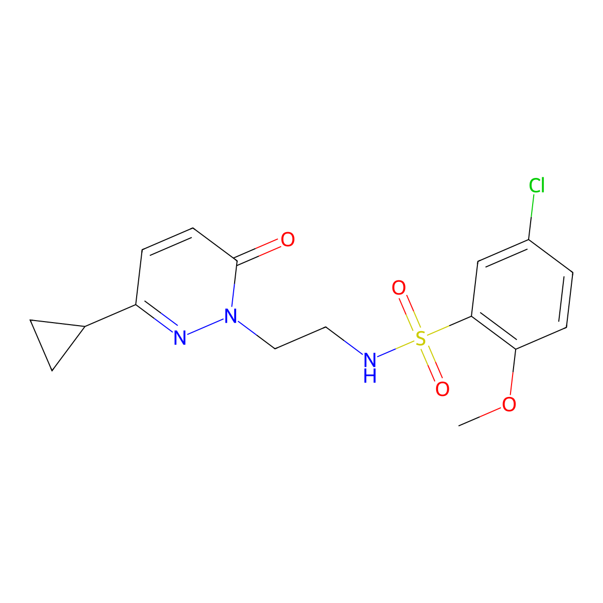 5-chloro-N-(2-(3-cyclopropyl-6-oxopyridazin-1(6H)-yl)ethyl)-2-methoxybenzenesulfonamide molecular structure, CAS 2034423-47-5