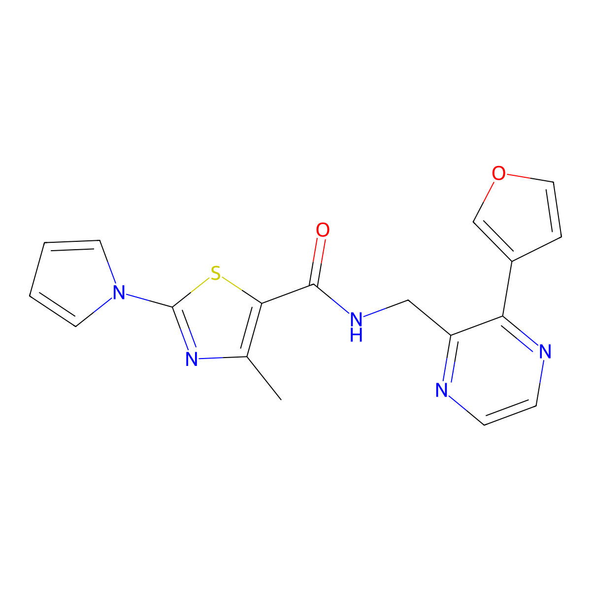 N-((3-(furan-3-yl)pyrazin-2-yl)methyl)-4-methyl-2-(1H-pyrrol-1-yl)thiazole-5-carboxamide molecular structure, CAS 2034423-48-6