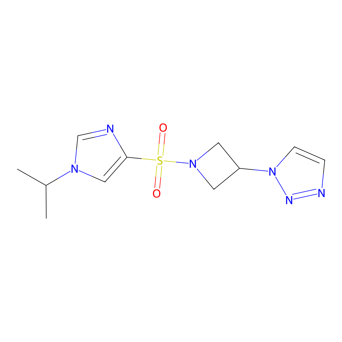1-(1-((1-isopropyl-1H-imidazol-4-yl)sulfonyl)azetidin-3-yl)-1H-1,2,3-triazole molecular structure, CAS 2034423-50-0