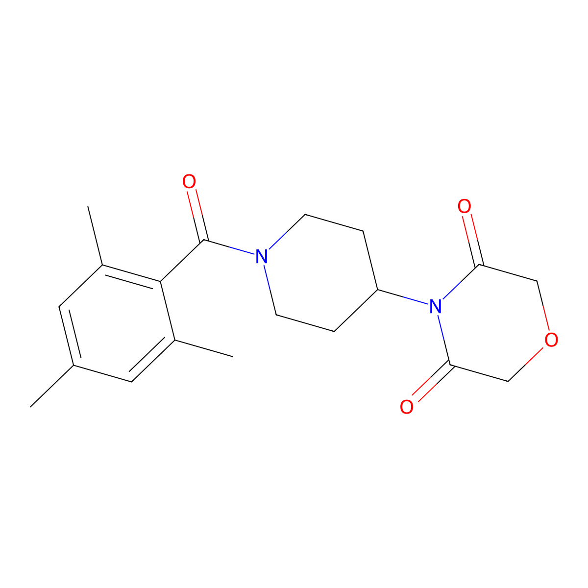 4-[1-(2,4,6-Trimethylbenzoyl)piperidin-4-yl]morpholine-3,5-dione molecular structure, CAS 2034423-51-1