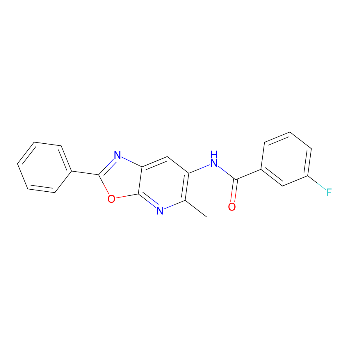 3-fluoro-N-(5-methyl-2-phenyloxazolo[5,4-b]pyridin-6-yl)benzamide molecular structure, CAS 2034423-54-4