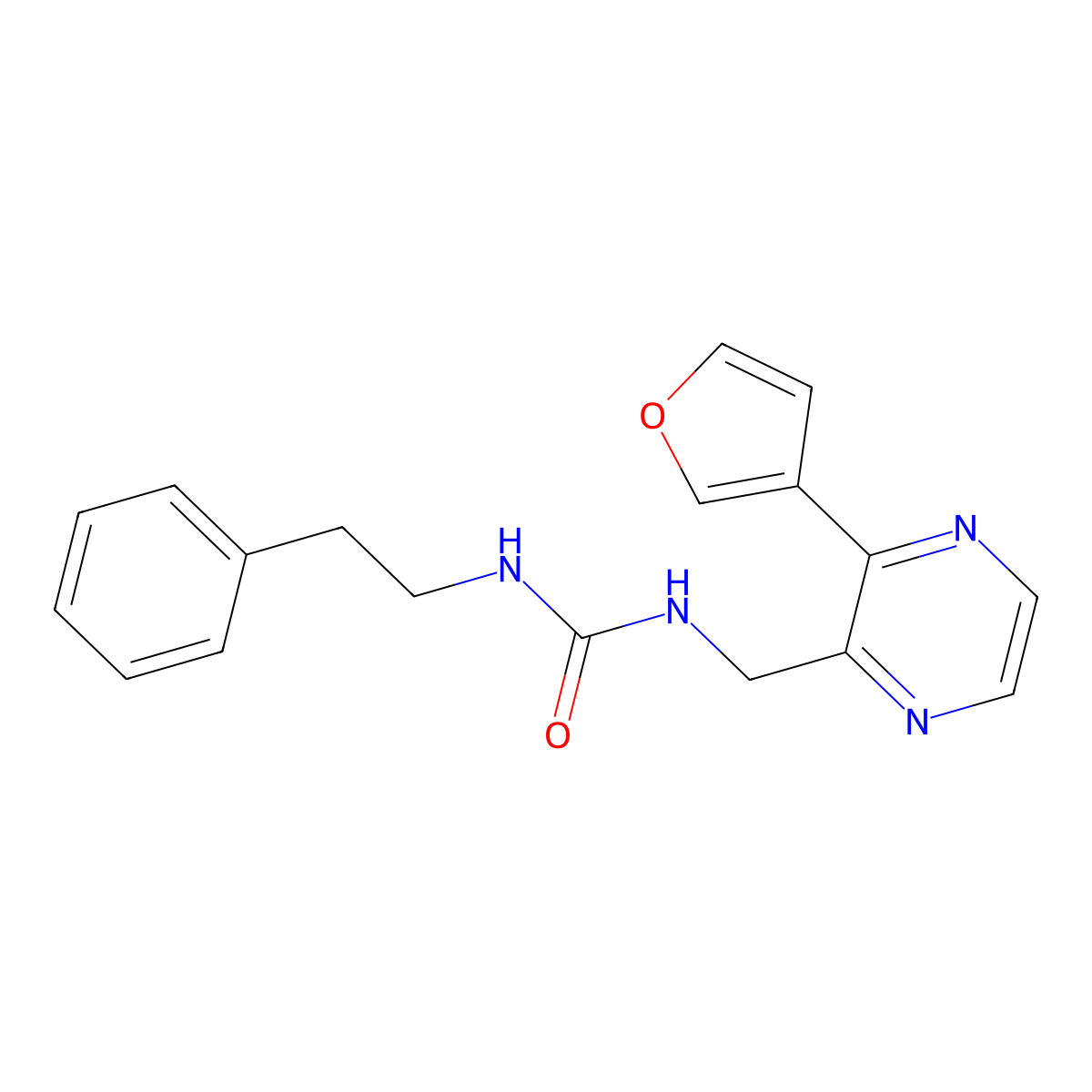 3-{[3-(Furan-3-yl)pyrazin-2-yl]methyl}-1-(2-phenylethyl)urea molecular structure, CAS 2034423-55-5