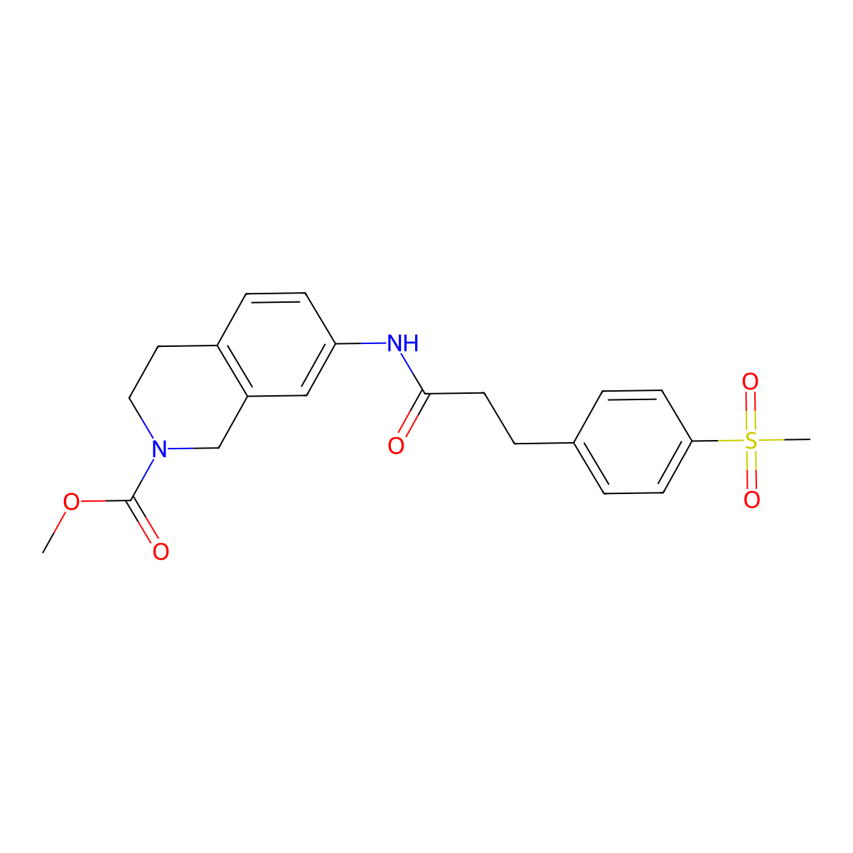 methyl 7-(3-(4-(methylsulfonyl)phenyl)propanamido)-3,4-dihydroisoquinoline-2(1H)-carboxylate molecular structure, CAS 2034423-56-6