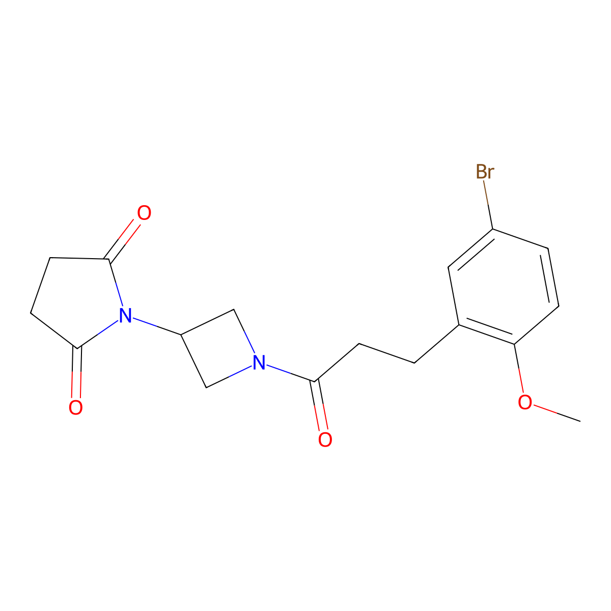 1-{1-[3-(5-Bromo-2-methoxyphenyl)propanoyl]azetidin-3-yl}pyrrolidine-2,5-dione molecular structure, CAS 2034423-57-7