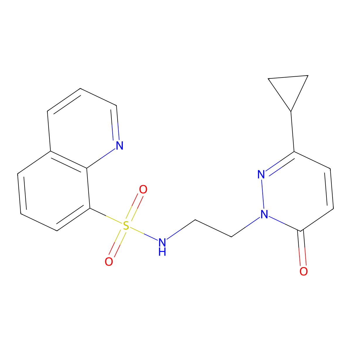 N-(2-(3-cyclopropyl-6-oxopyridazin-1(6H)-yl)ethyl)quinoline-8-sulfonamide molecular structure, CAS 2034423-60-2