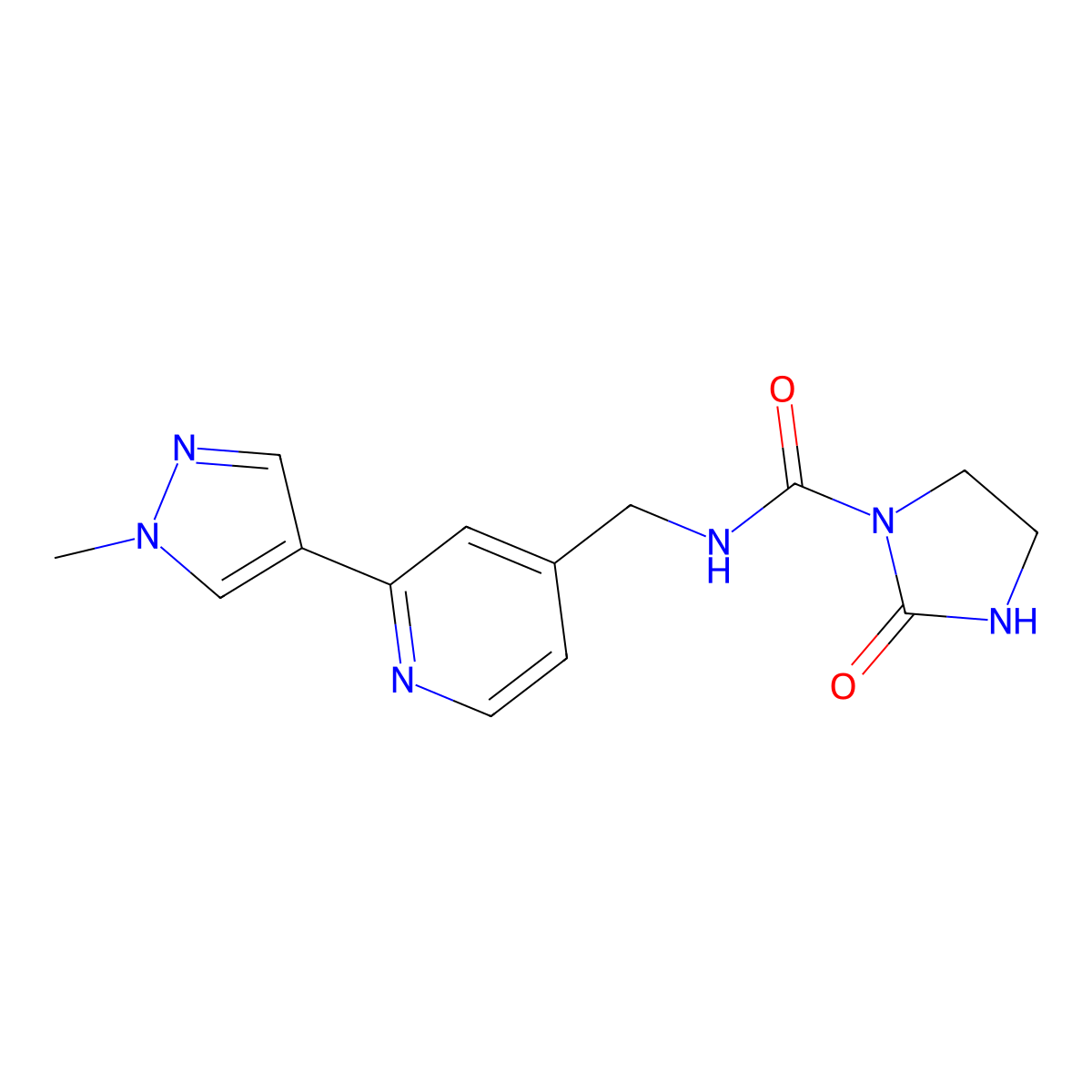 N-{[2-(1-methyl-1H-pyrazol-4-yl)pyridin-4-yl]methyl}-2-oxoimidazolidine-1-carboxamide molecular structure, CAS 2034423-63-5