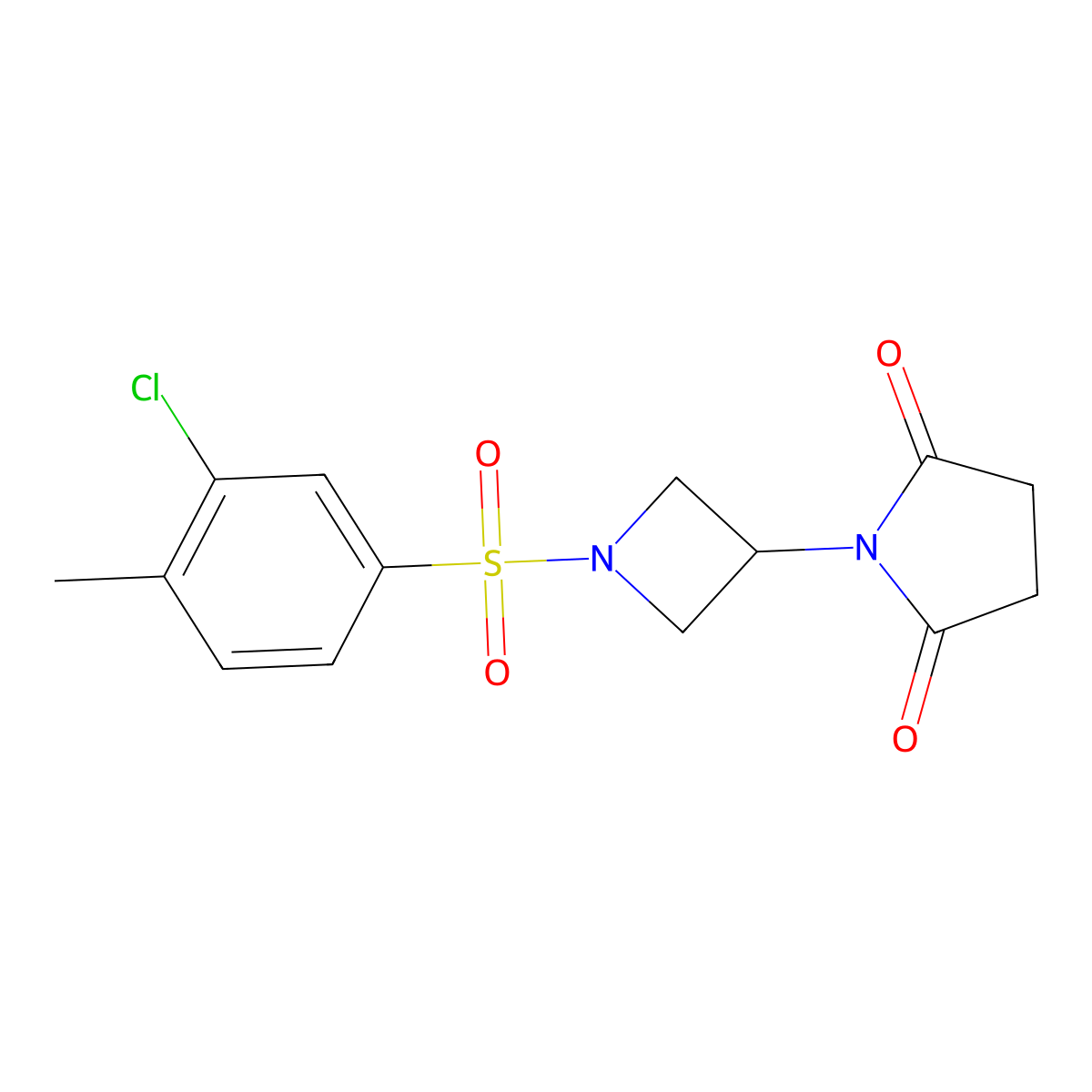 1-(1-((3-Chloro-4-methylphenyl)sulfonyl)azetidin-3-yl)pyrrolidine-2,5-dione molecular structure, CAS 2034423-65-7