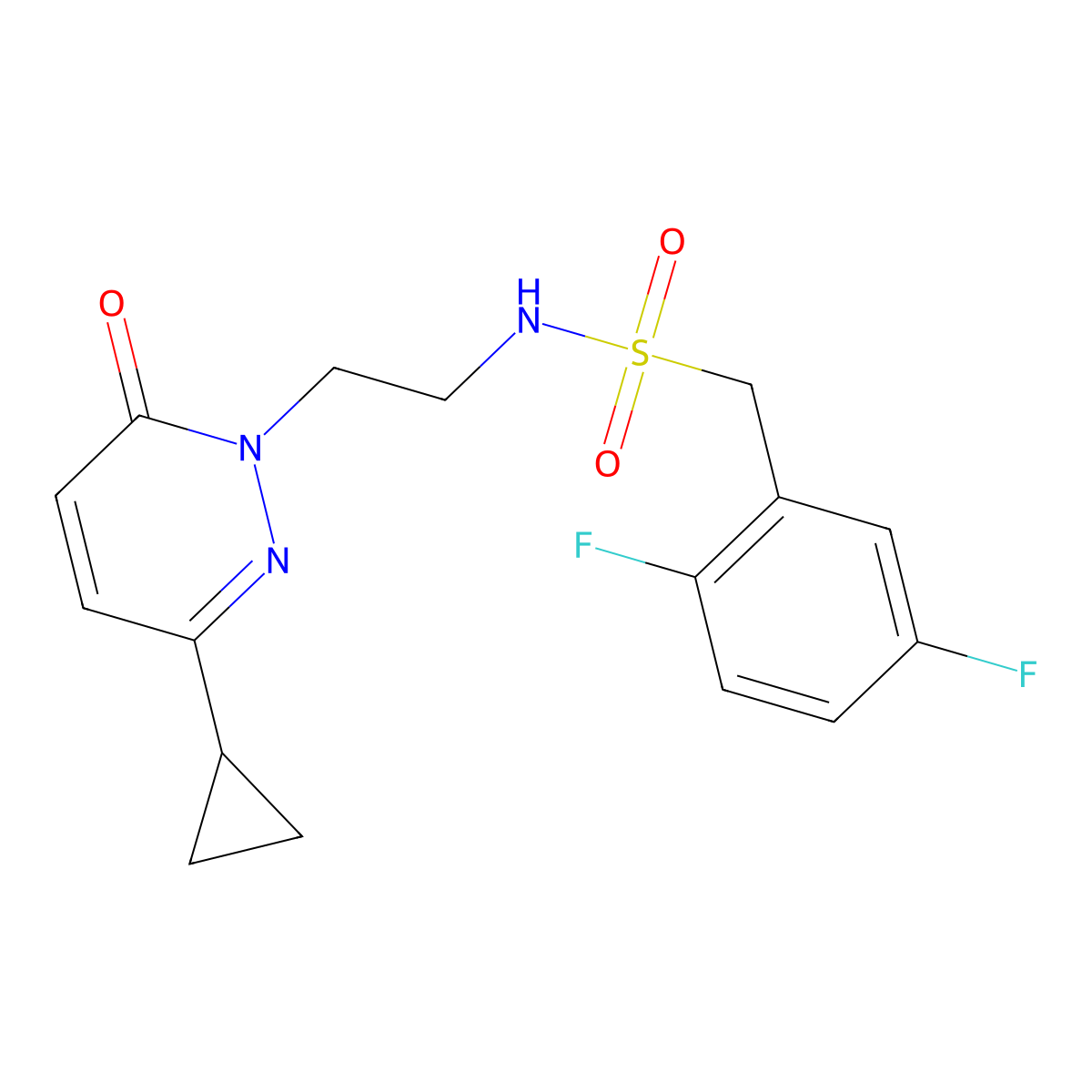 N-(2-(3-cyclopropyl-6-oxopyridazin-1(6H)-yl)ethyl)-1-(2,5-difluorophenyl)methanesulfonamide molecular structure, CAS 2034423-67-9