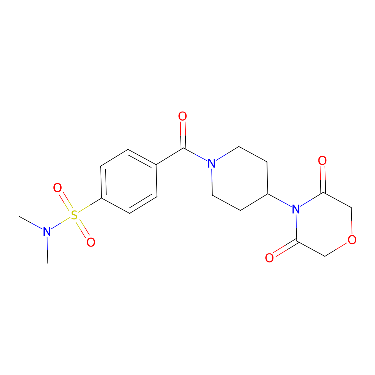 4-(4-(3,5-dioxomorpholino)piperidine-1-carbonyl)-N,N-dimethylbenzenesulfonamide molecular structure, CAS 2034423-70-4