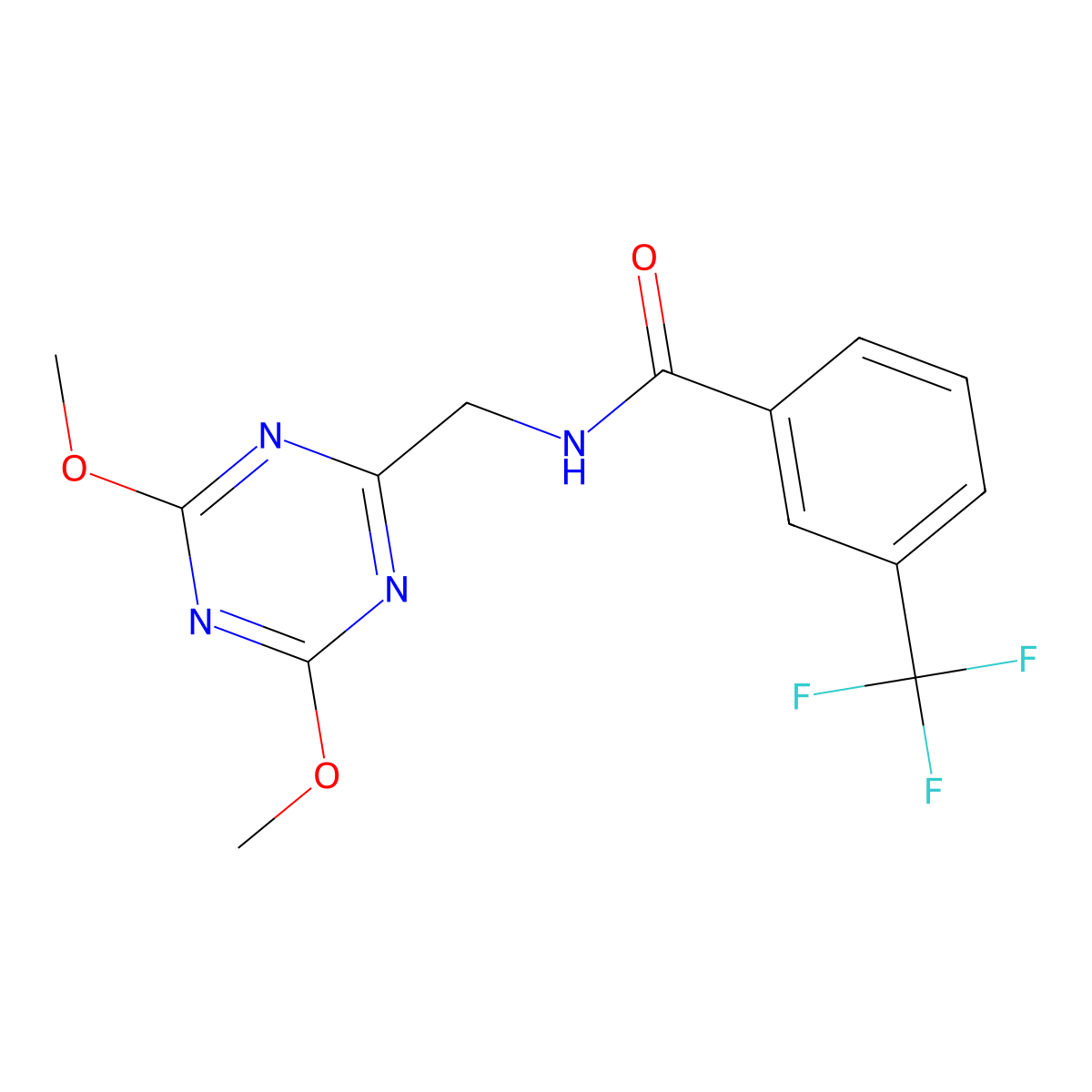 N-[(4,6-dimethoxy-1,3,5-triazin-2-yl)methyl]-3-(trifluoromethyl)benzamide molecular structure, CAS 2034423-73-7