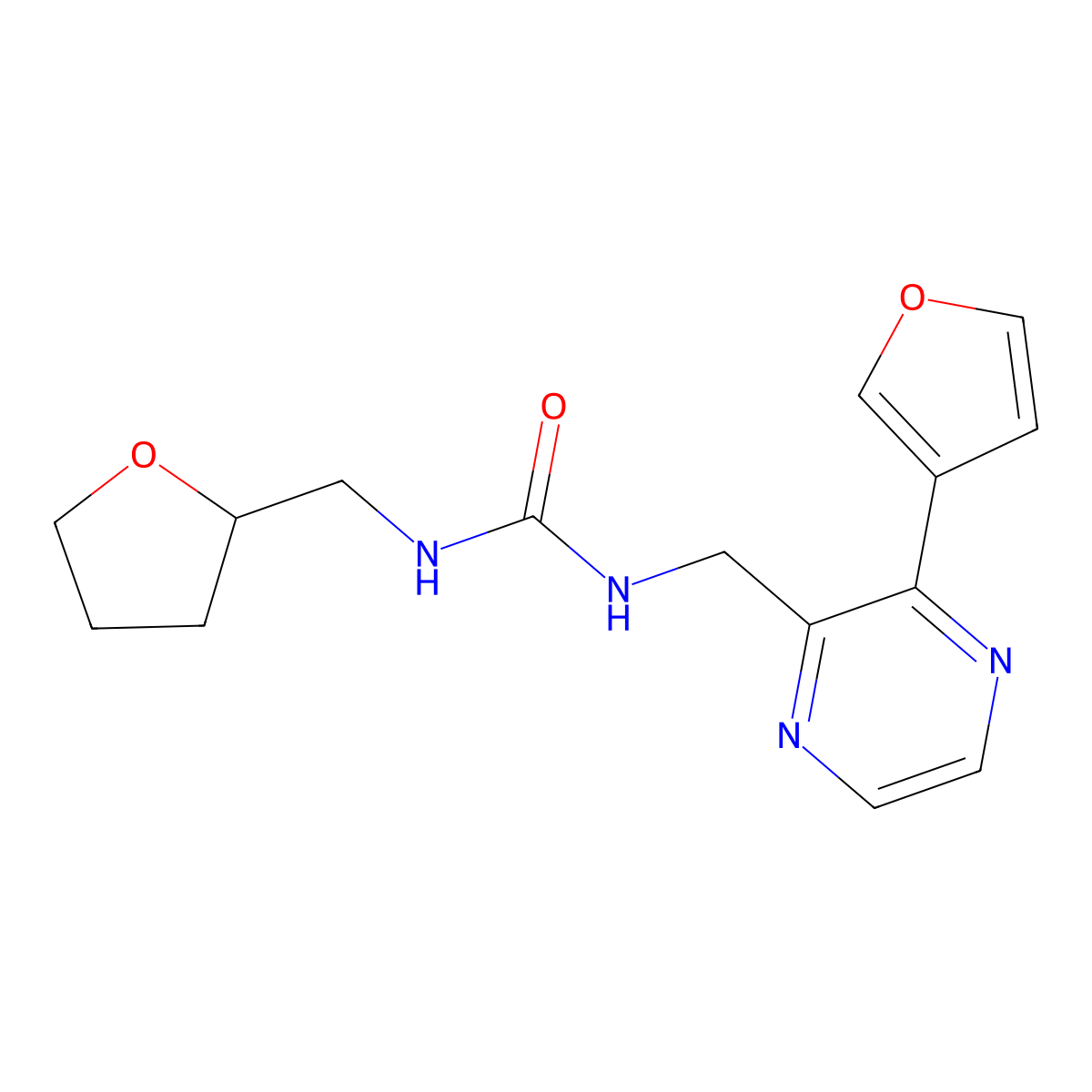1-((3-(Furan-3-yl)pyrazin-2-yl)methyl)-3-((tetrahydrofuran-2-yl)methyl)urea molecular structure, CAS 2034423-76-0
