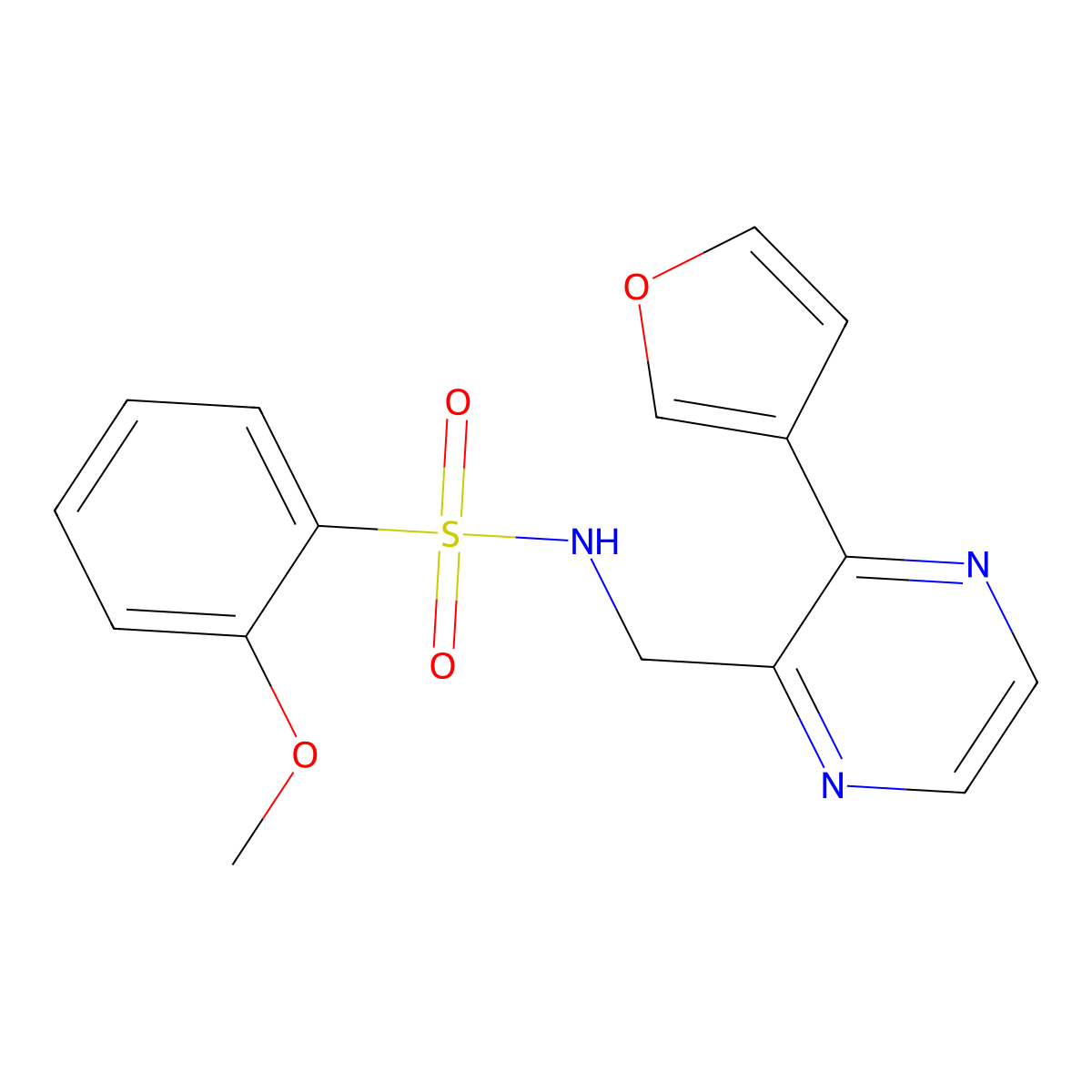 N-((3-(furan-3-yl)pyrazin-2-yl)methyl)-2-methoxybenzenesulfonamide molecular structure, CAS 2034423-84-0