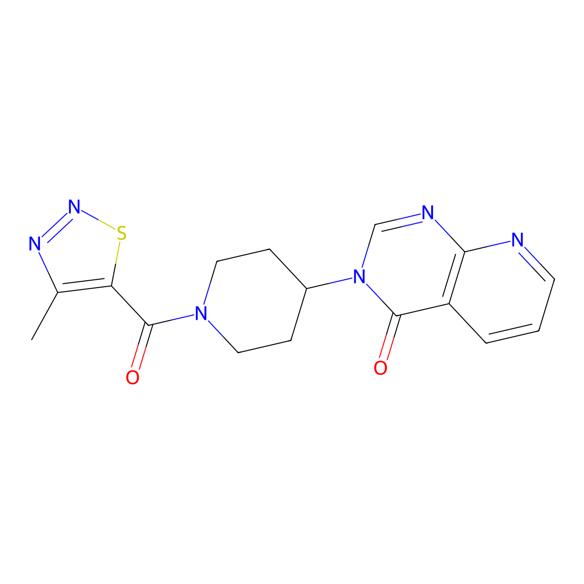 3-(1-(4-methyl-1,2,3-thiadiazole-5-carbonyl)piperidin-4-yl)pyrido[2,3-d]pyrimidin-4(3H)-one molecular structure, CAS 2034423-89-5