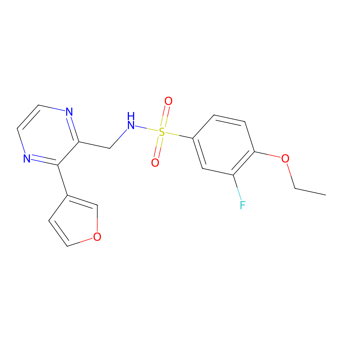 4-ethoxy-3-fluoro-N-((3-(furan-3-yl)pyrazin-2-yl)methyl)benzenesulfonamide molecular structure, CAS 2034423-94-2